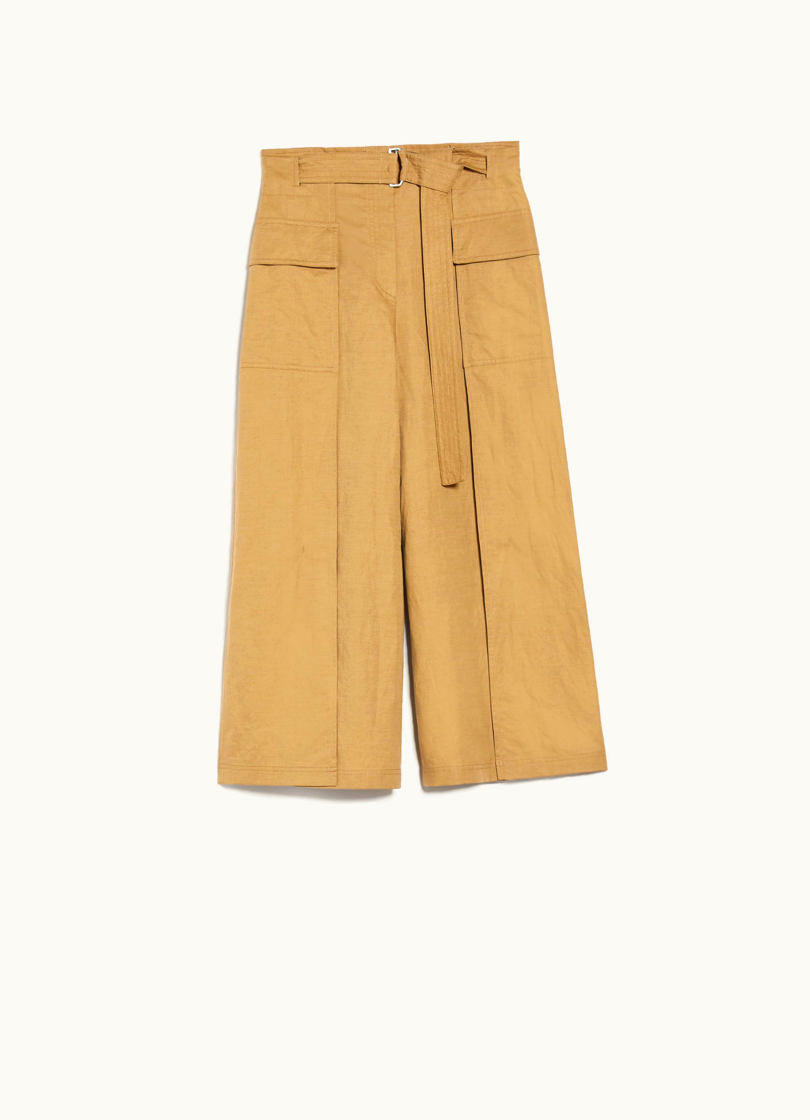 Max Mara Max Mara Cotton And Linen Basketweave Trousers Beige Pinide