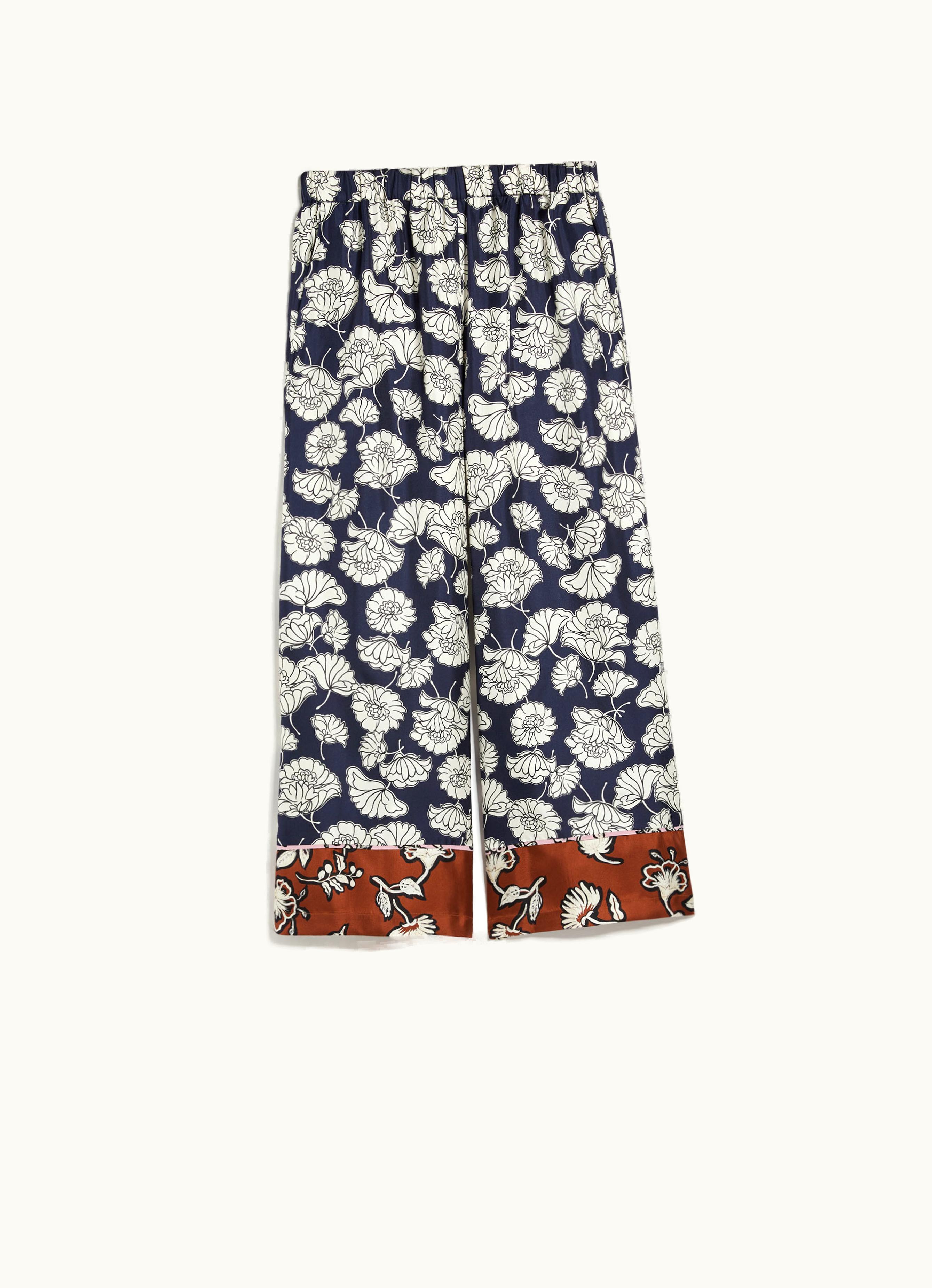 Max Mara Max Mara Printed Silk Pyjama Trousers Navy Divo