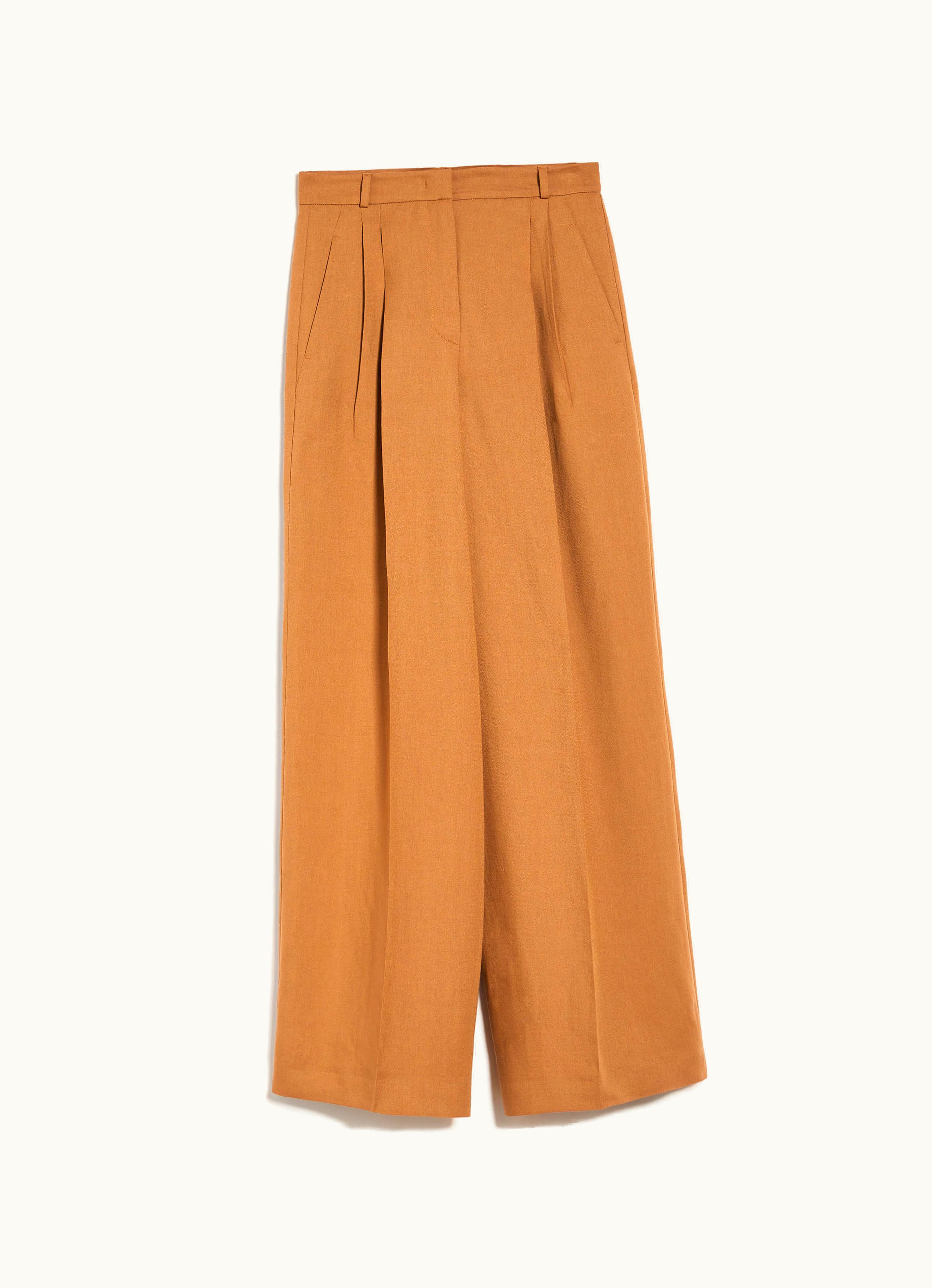 Max Mara Max Mara Viscose And Linen Trousers Terra Cotta Diletta