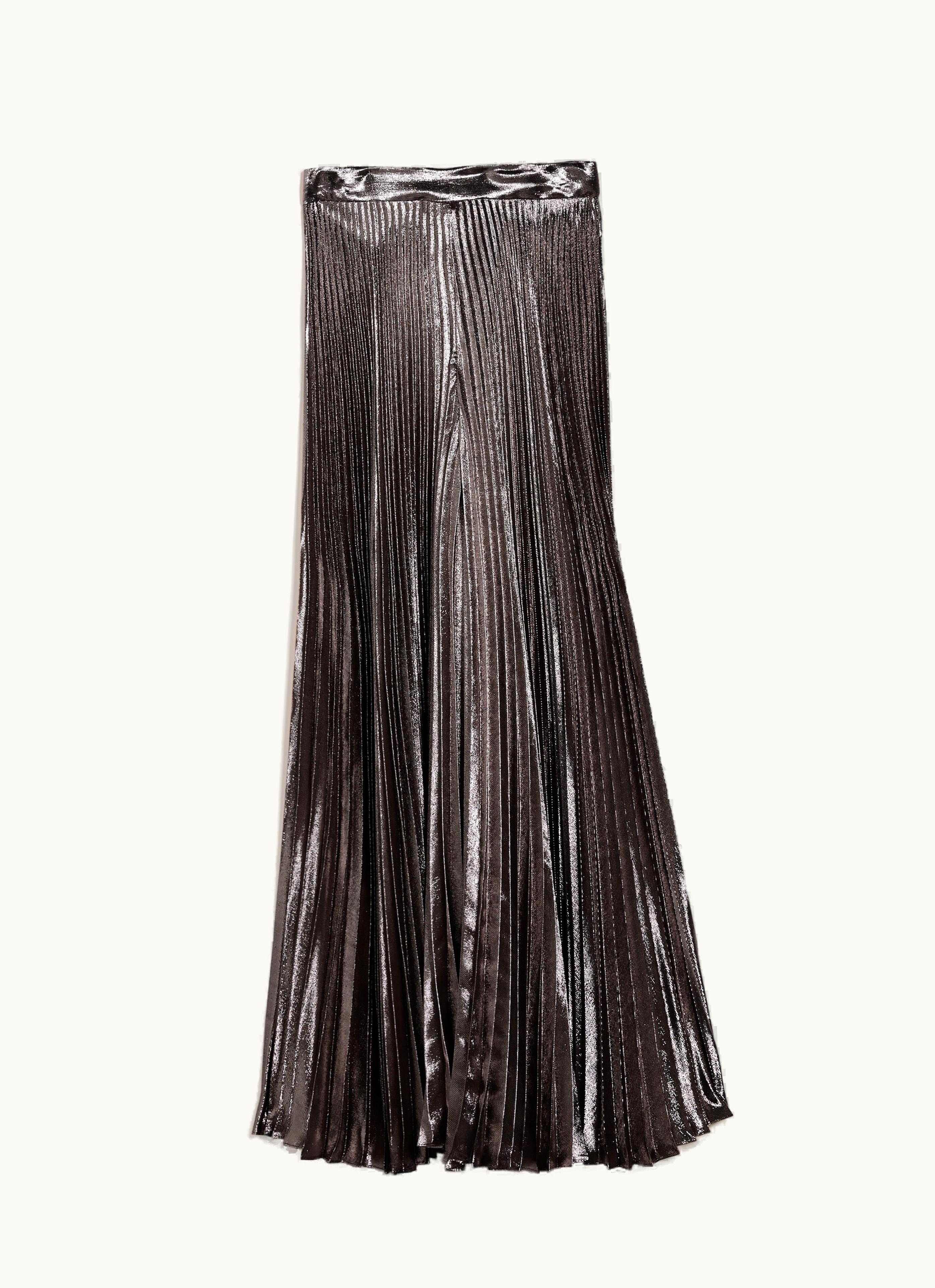 Max Mara Max Mara Wide Pleated Trousers In Lamé Silk Bronze Panteon