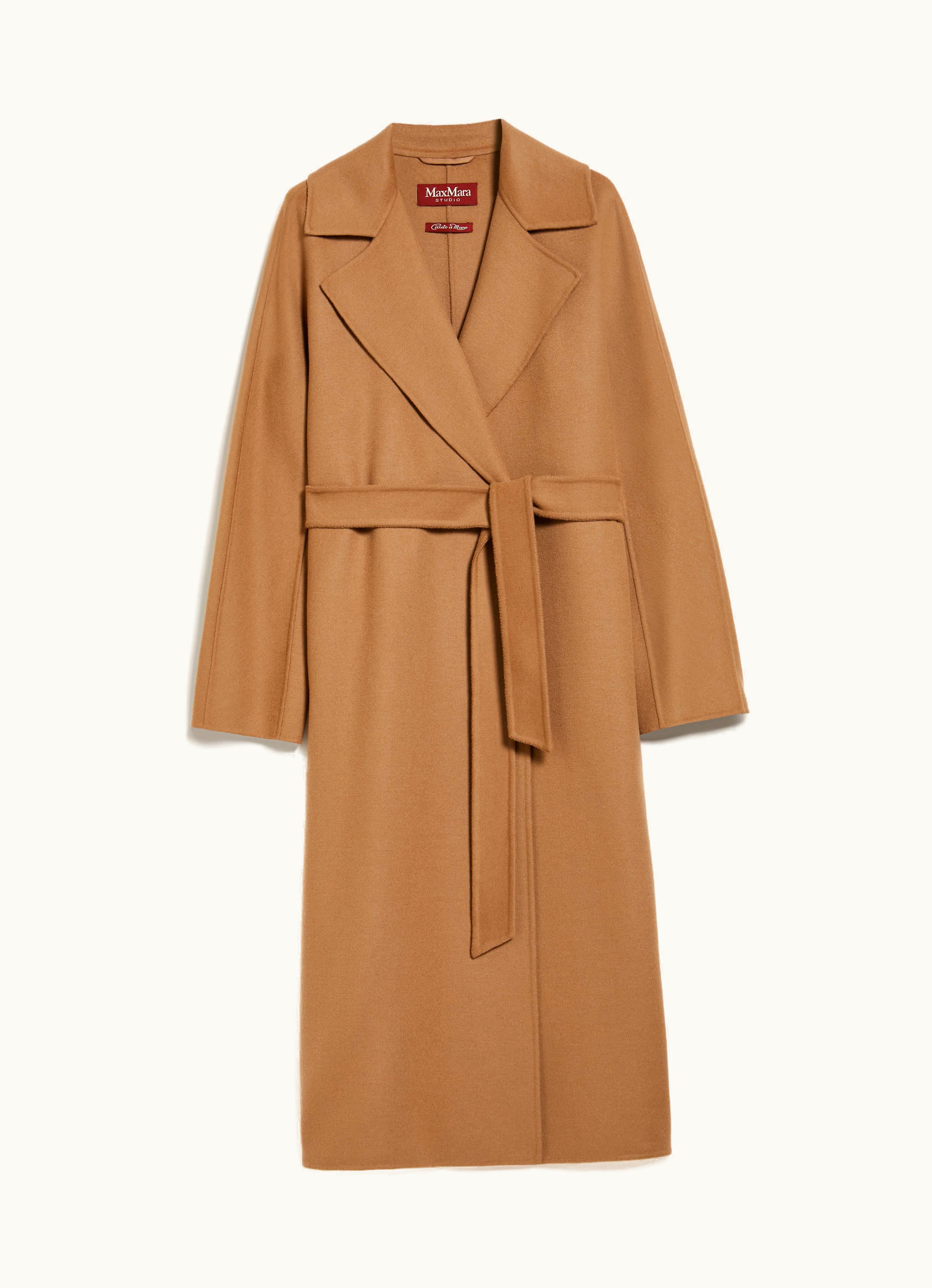 Max Mara Max Mara Cashmere Silk And Wool Wrap Coat Camel Cles
