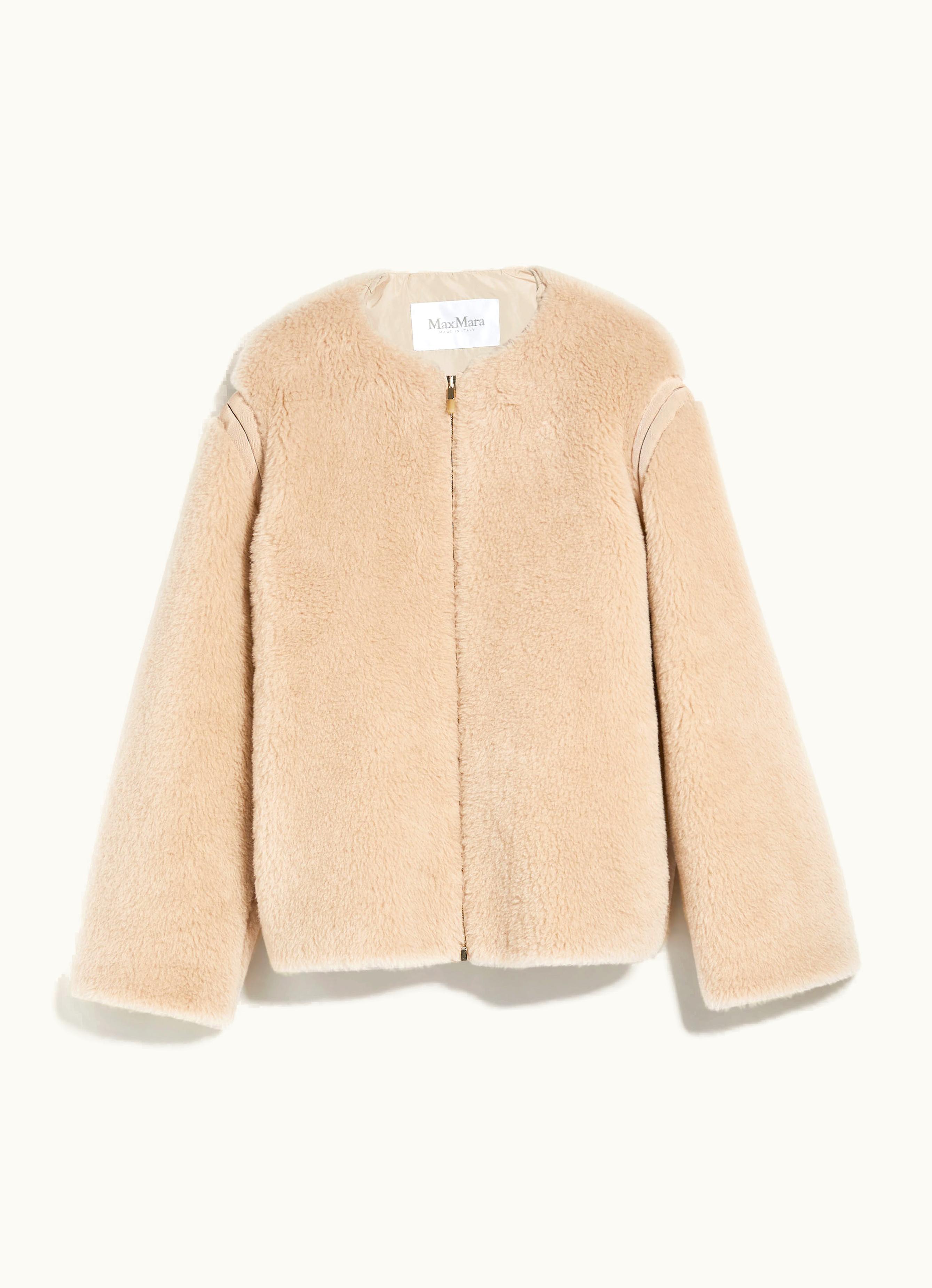 Max Mara Max Mara Teddy Fabric crew-neck Jacket Beige Panno