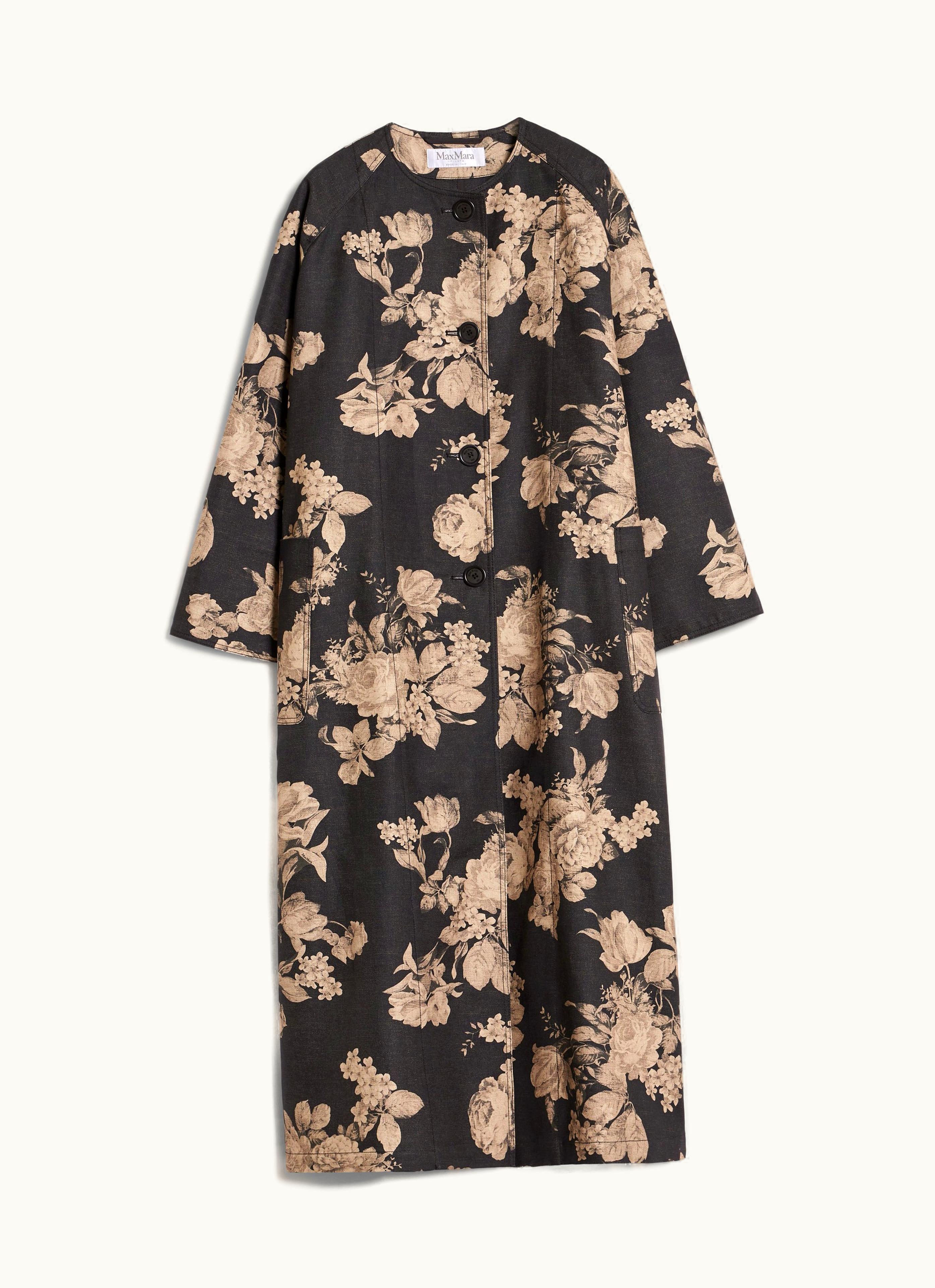 Max Mara Max Mara Printed Canvas Oversized Coat Black Lambert