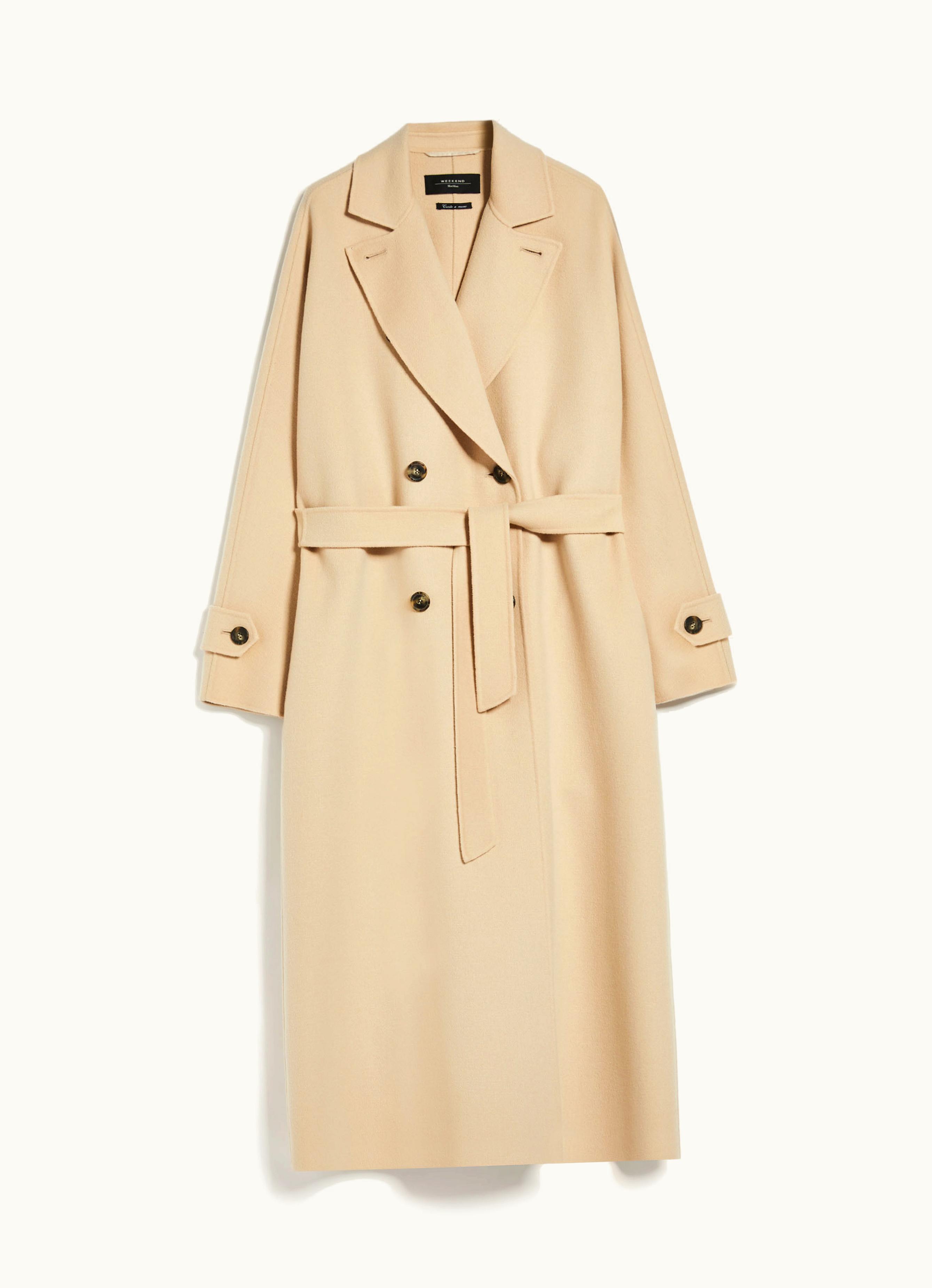 Max Mara Max Mara Long Wool And Technical Fabric Trench Coat Sand Affetto