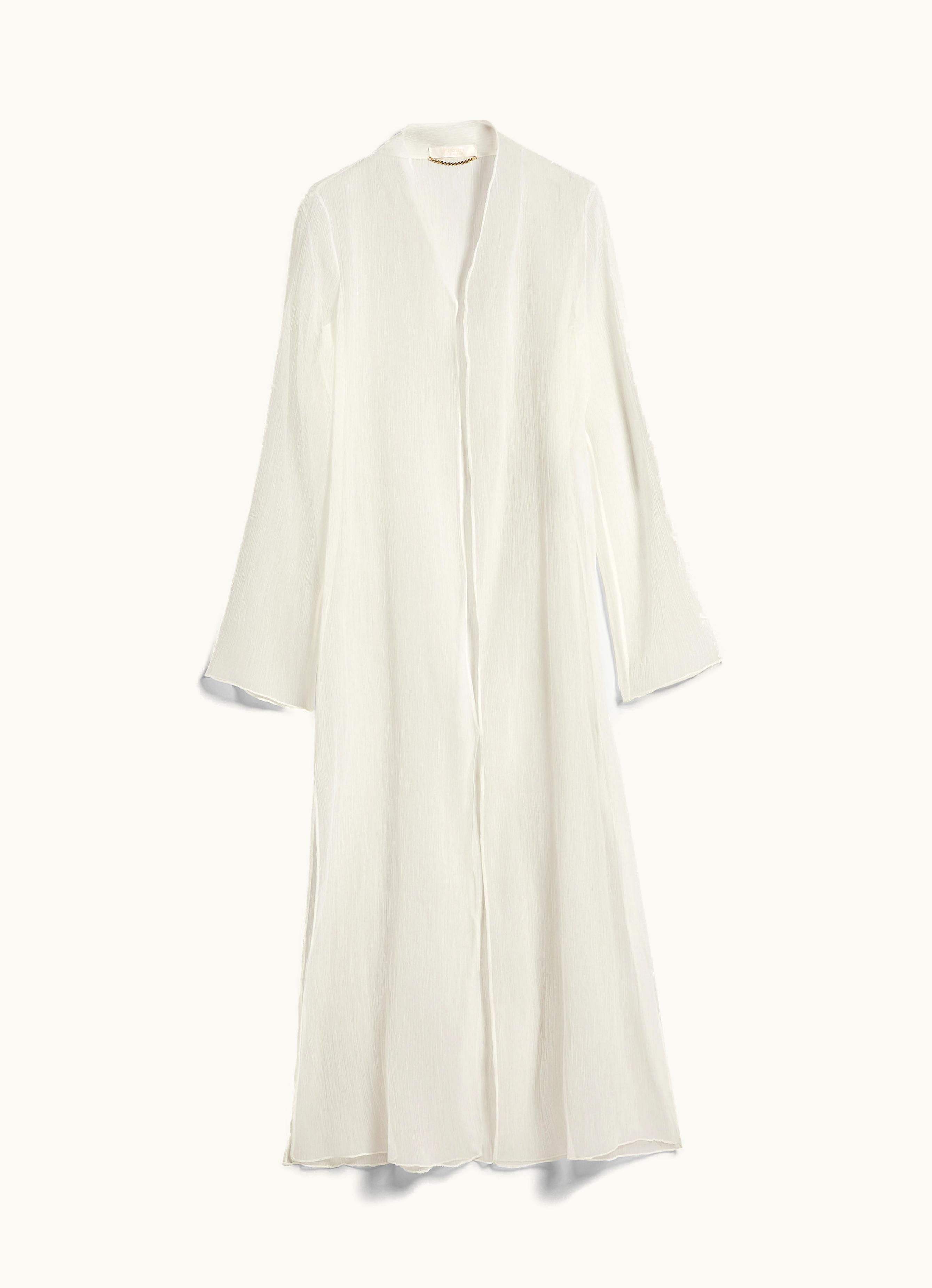 Max Mara Max Mara Silk Crepon Duster Coat White Fondi