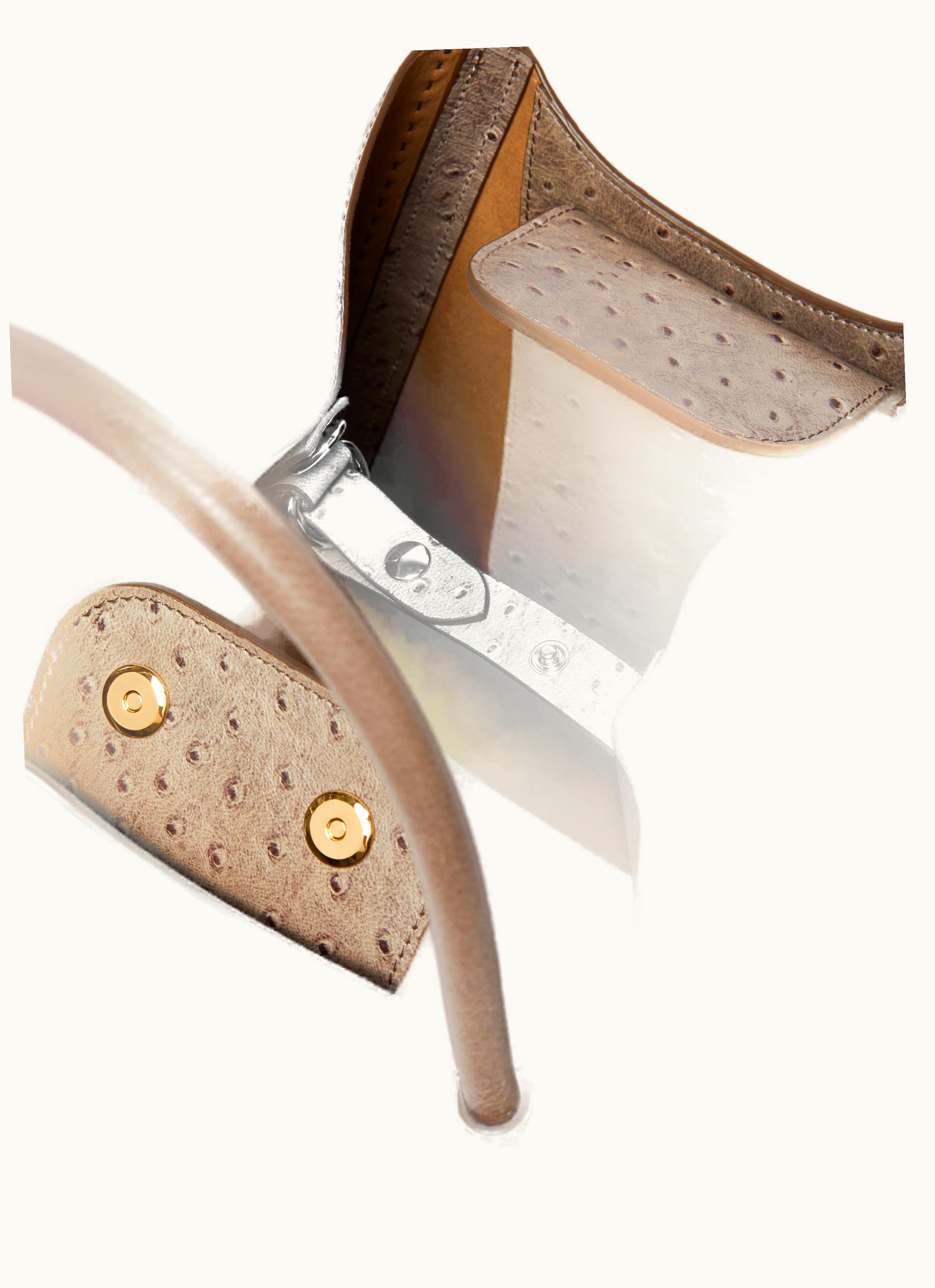 Max Mara Max Mara Small ostrich-print Leather Marine Bag Dark Grey Marinsostrich