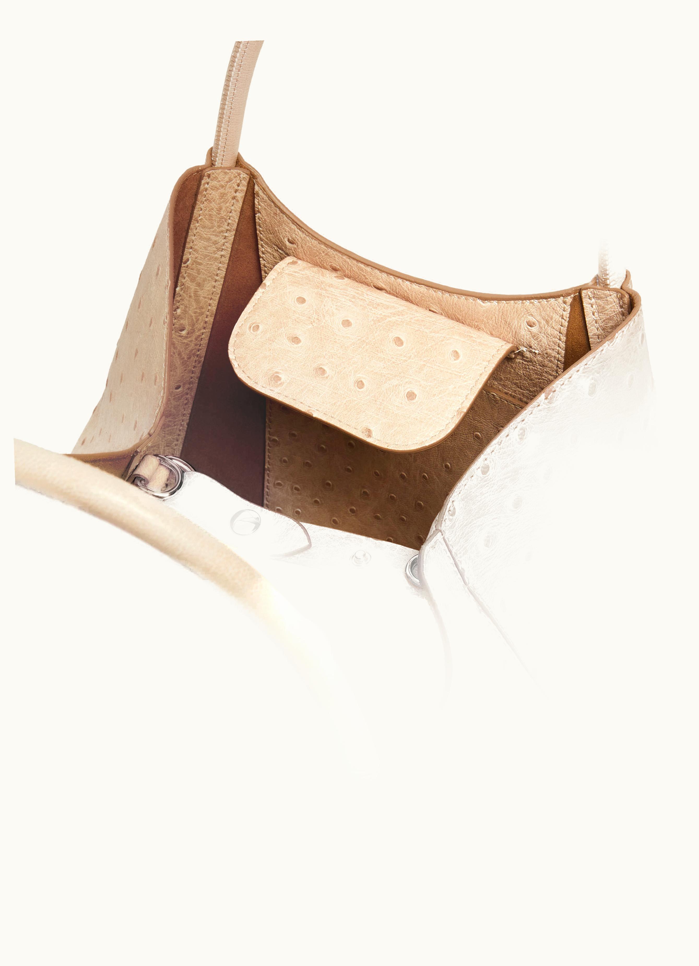 Max Mara Max Mara Small ostrich-print Leather Marine Bag Beige Marinsostrich