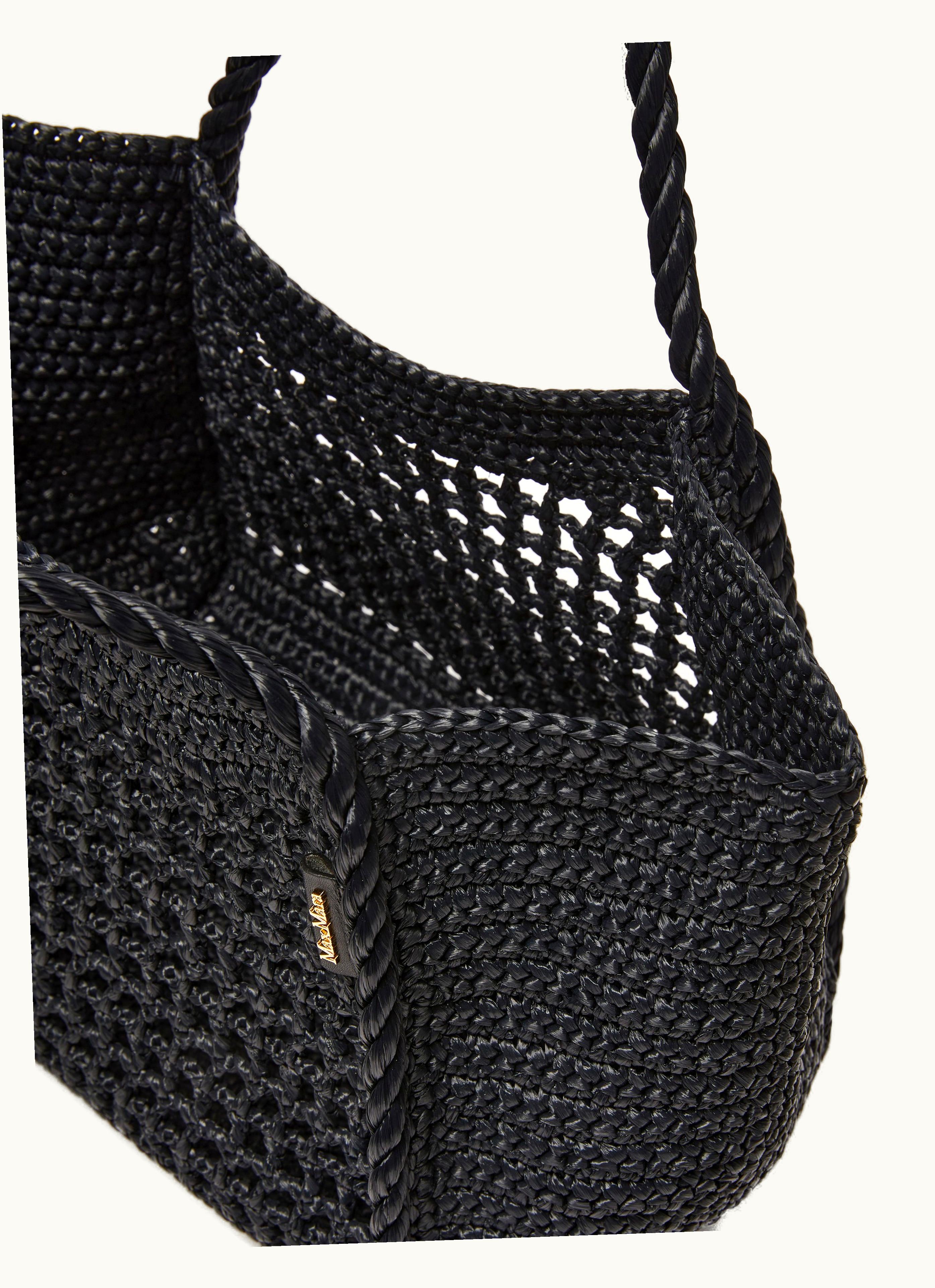 Max Mara Max Mara Raffia-effect Small Marine Bag Black Basketmarines