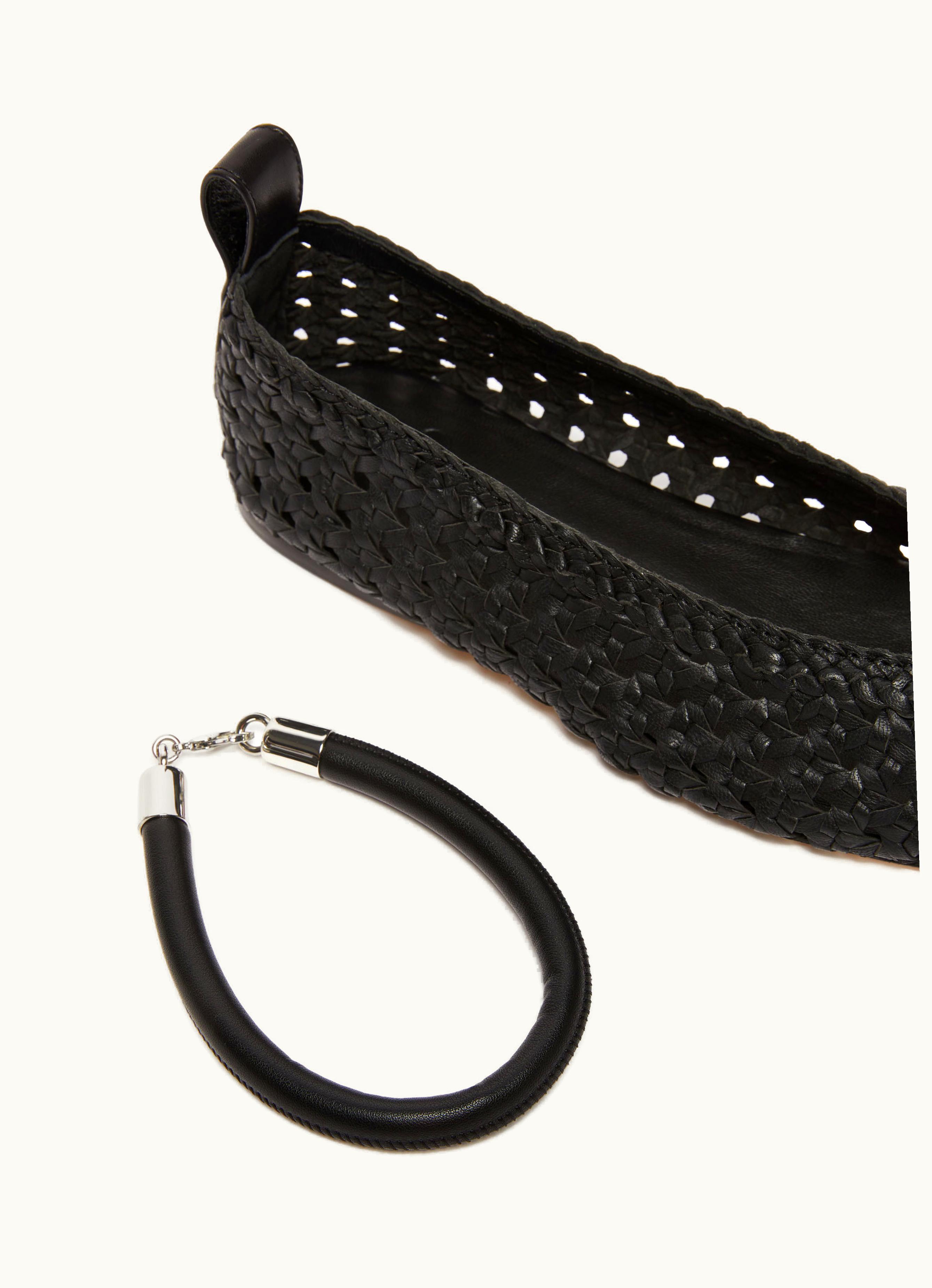 Max Mara Max Mara Woven Nappa Leather Ballet Flats Black Assunta