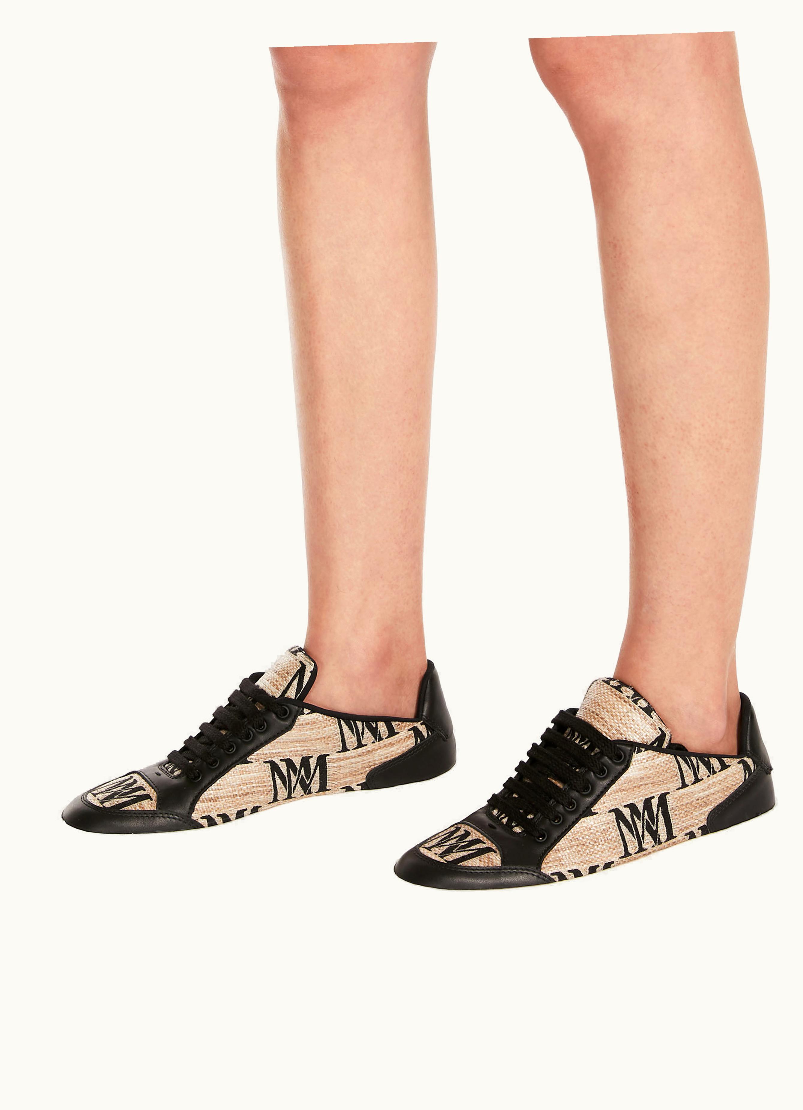 Max Mara Max Mara Jacquard raffia-effect Fabric Trainers Clay Logocity