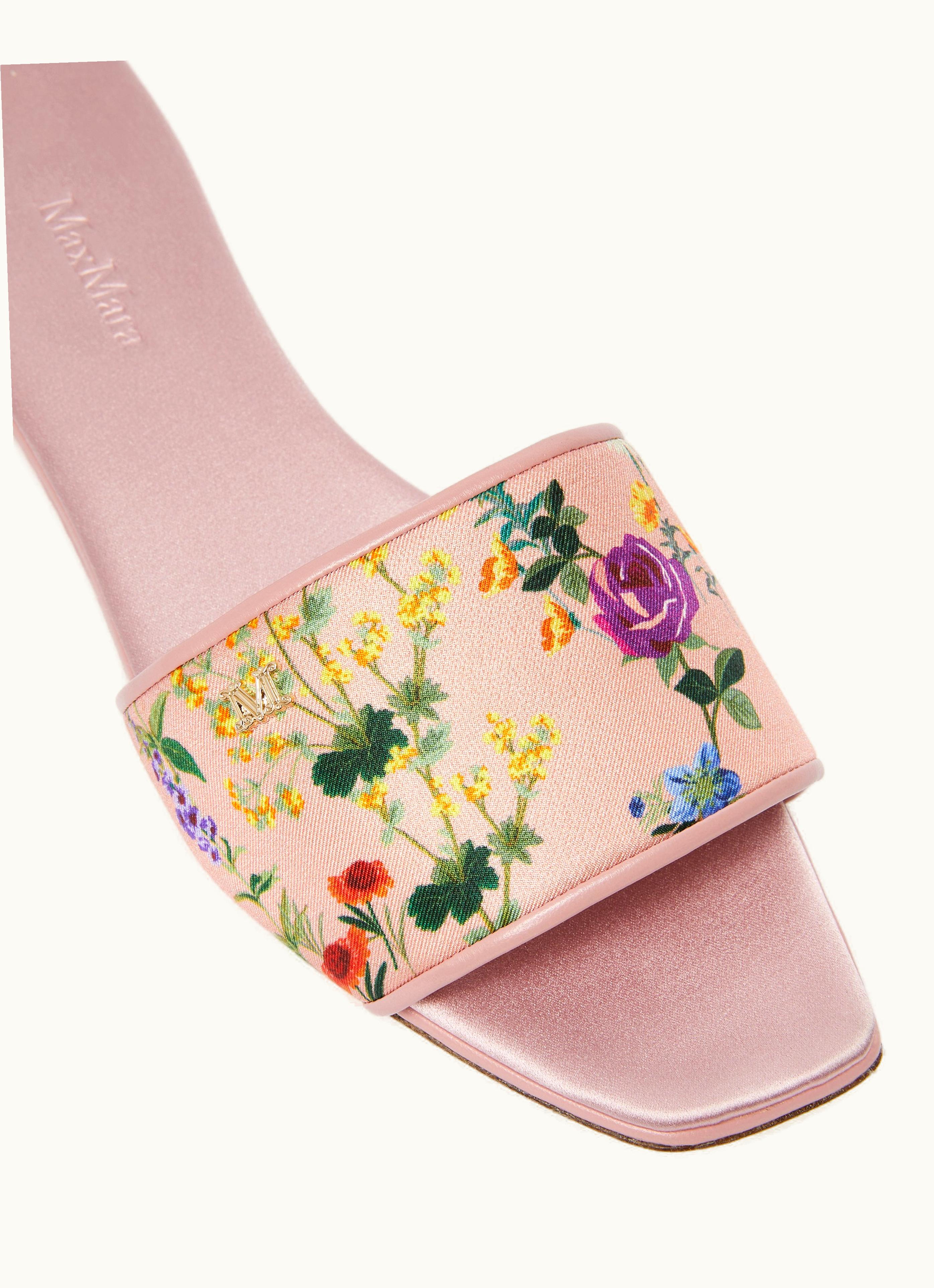 Max Mara Max Mara Printed Silk Slide Sandals Pink Titty