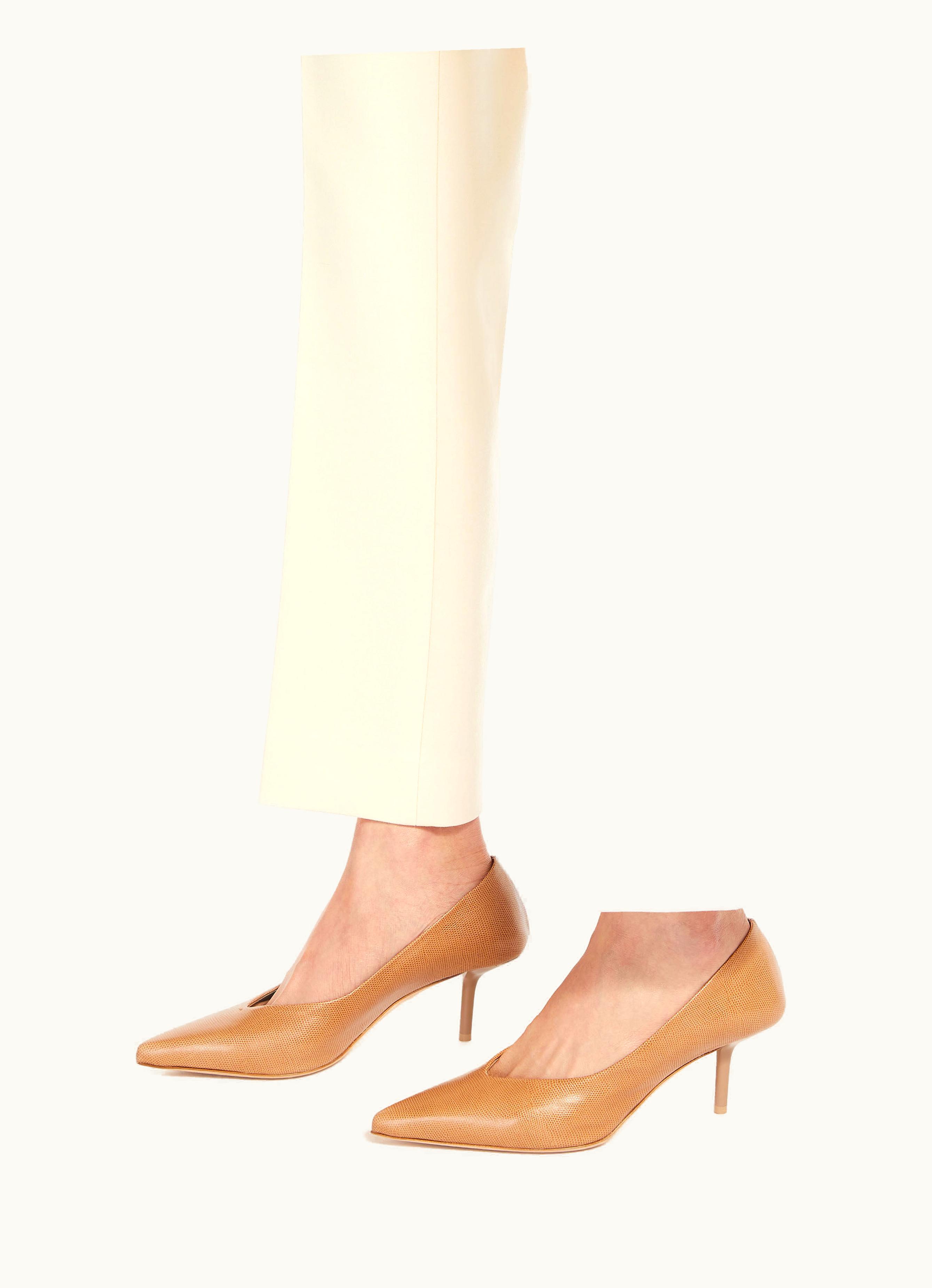 Max Mara Max Mara Lizard-print Leather Court Shoes Tobacco MMlizard