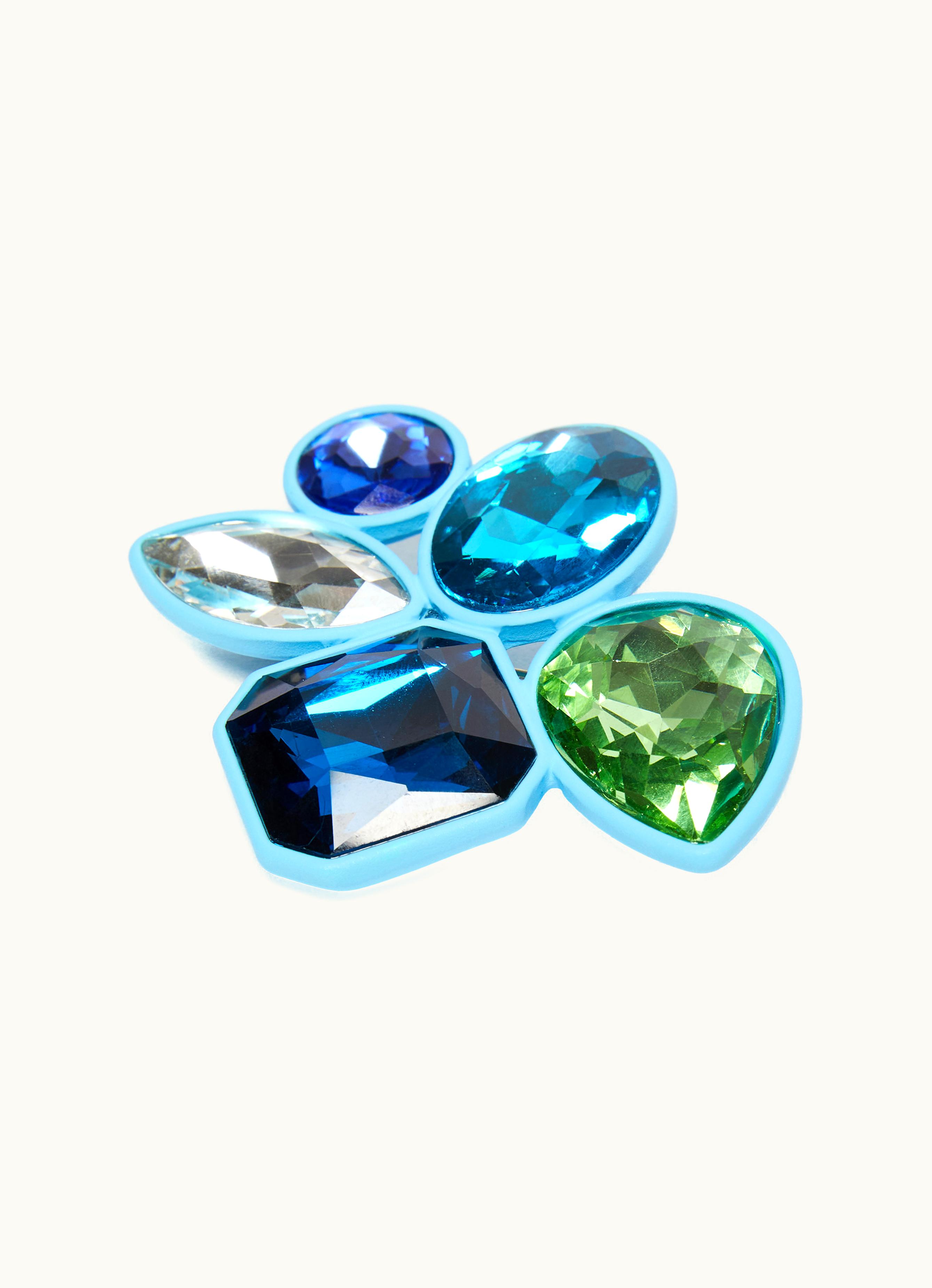 Max Mara Max Mara Metal And Glass Brooch Light Blue Ortica