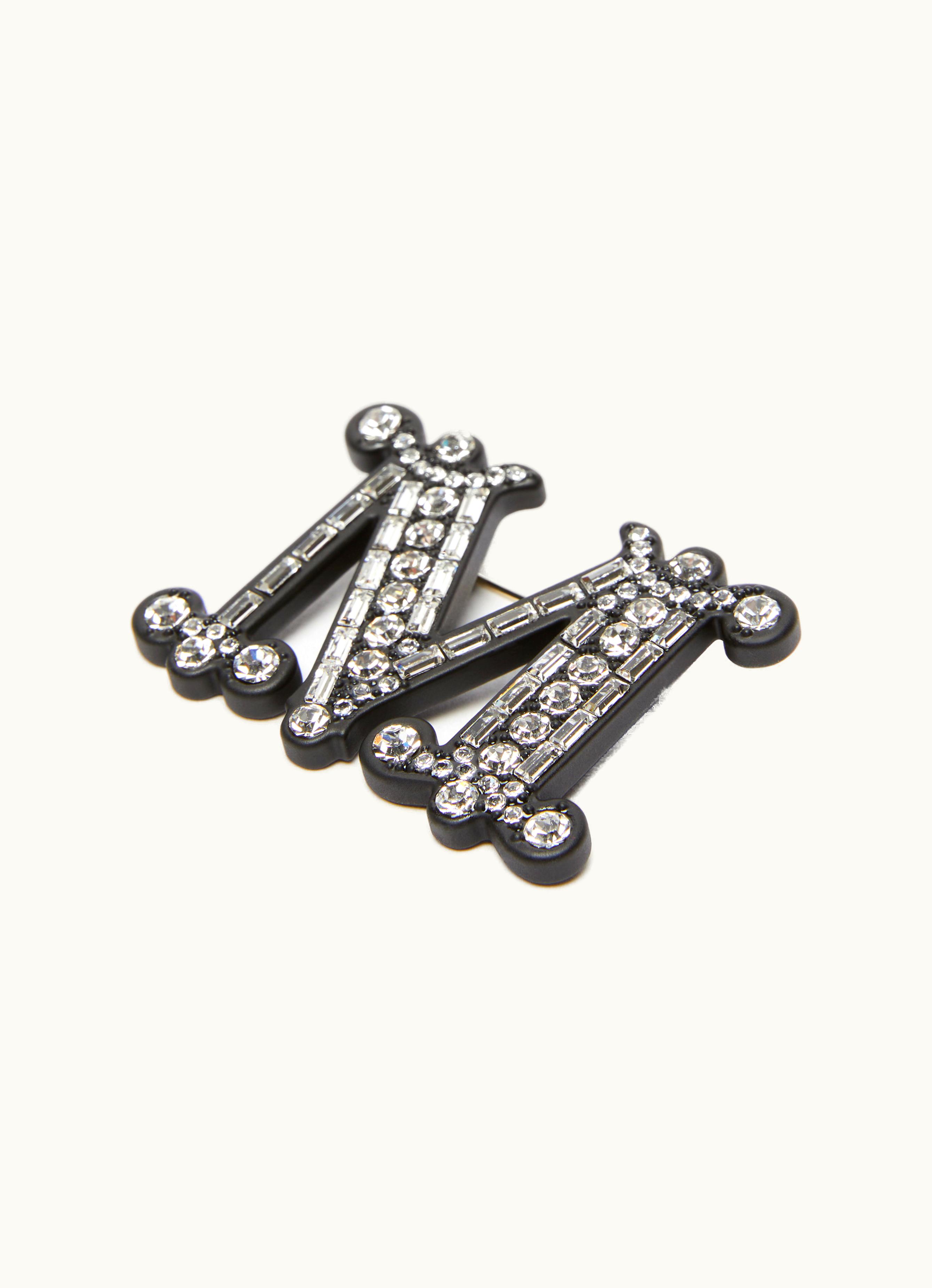 Max Mara Max Mara Monogram Brooch With Crystals Black Mbrooch