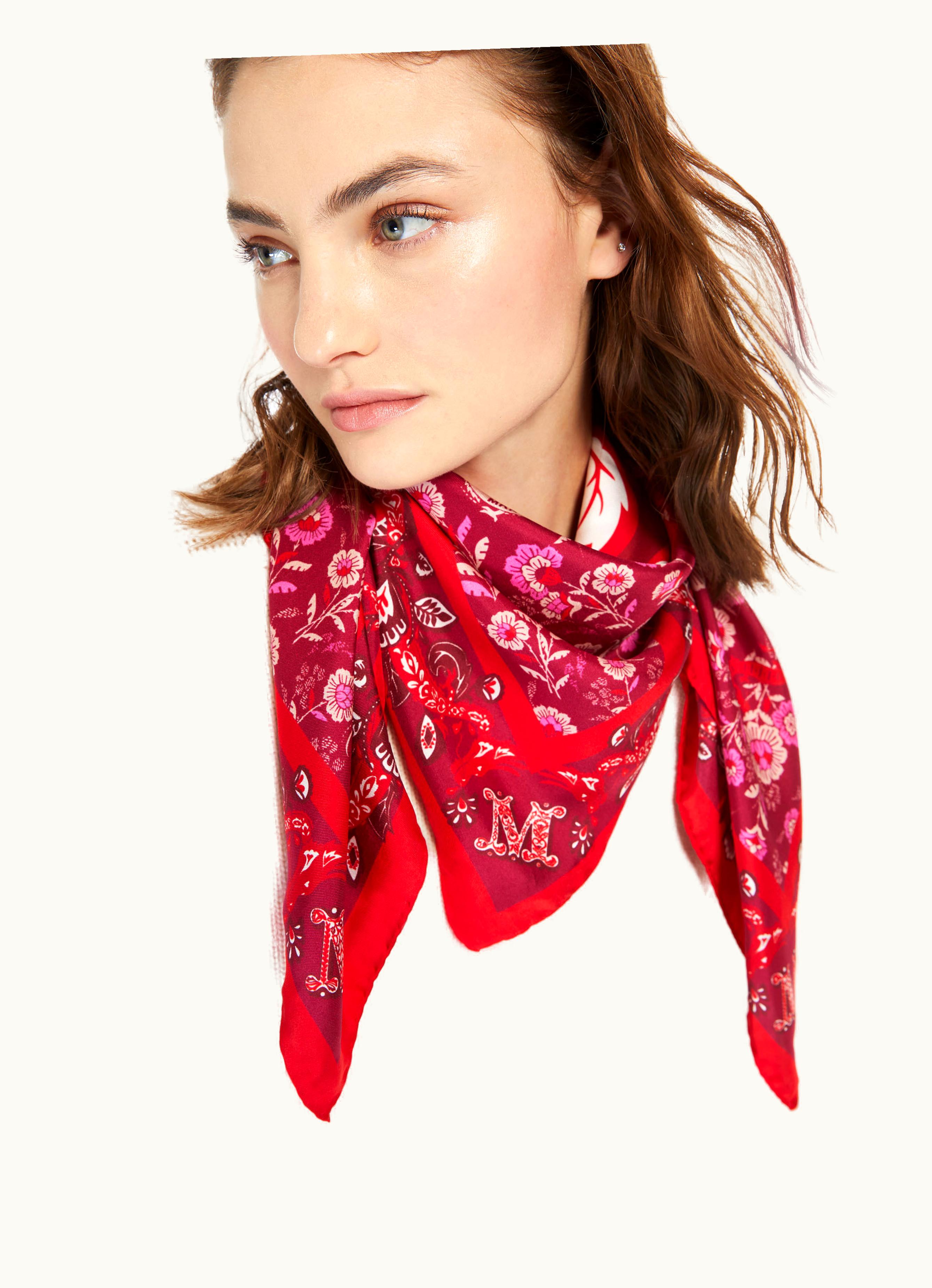 Max Mara Max Mara Carre90 Silk Twill Foulard Dark Red