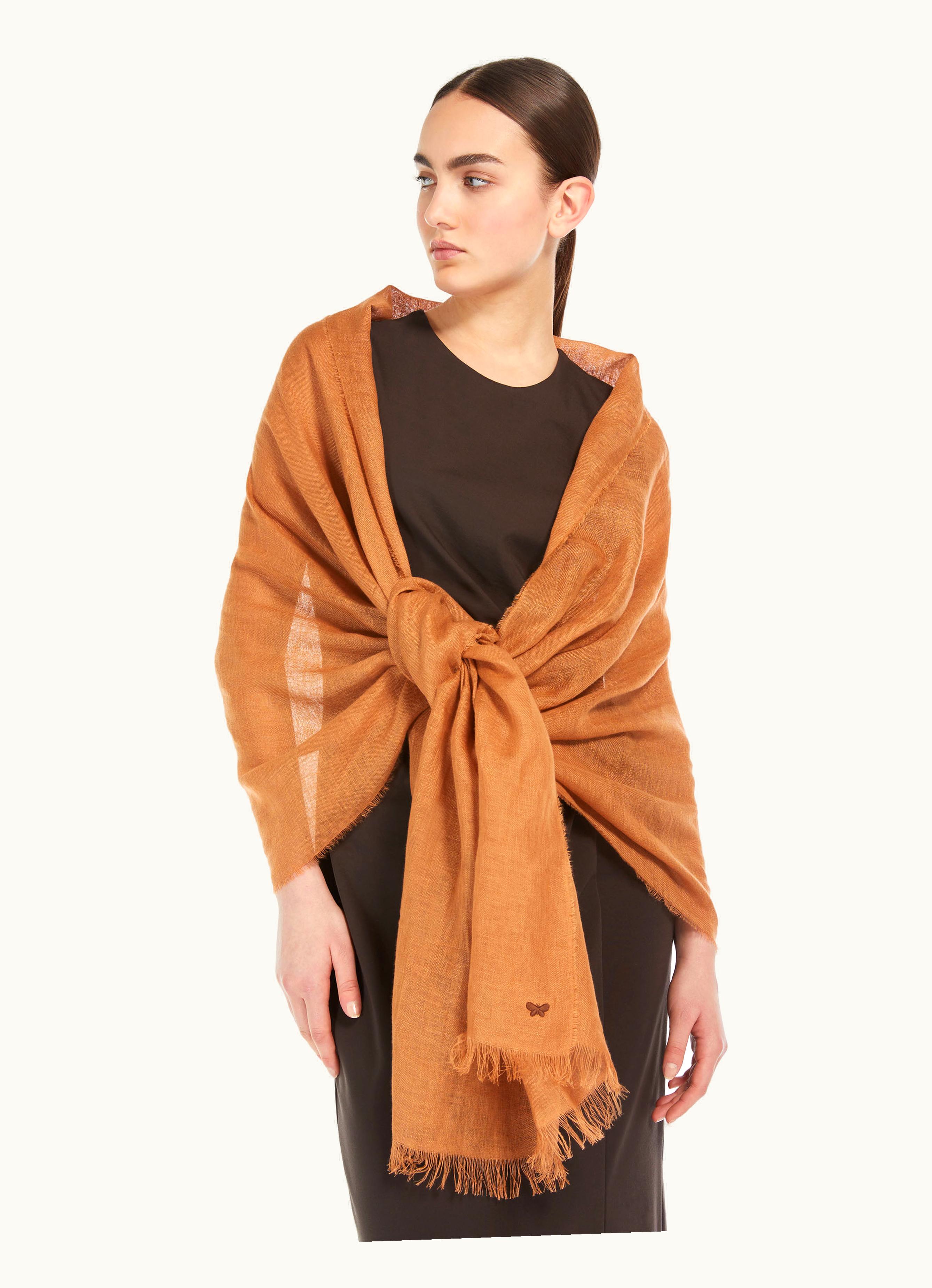 Max Mara Max Mara Linen Stole Amber Brown Sion2
