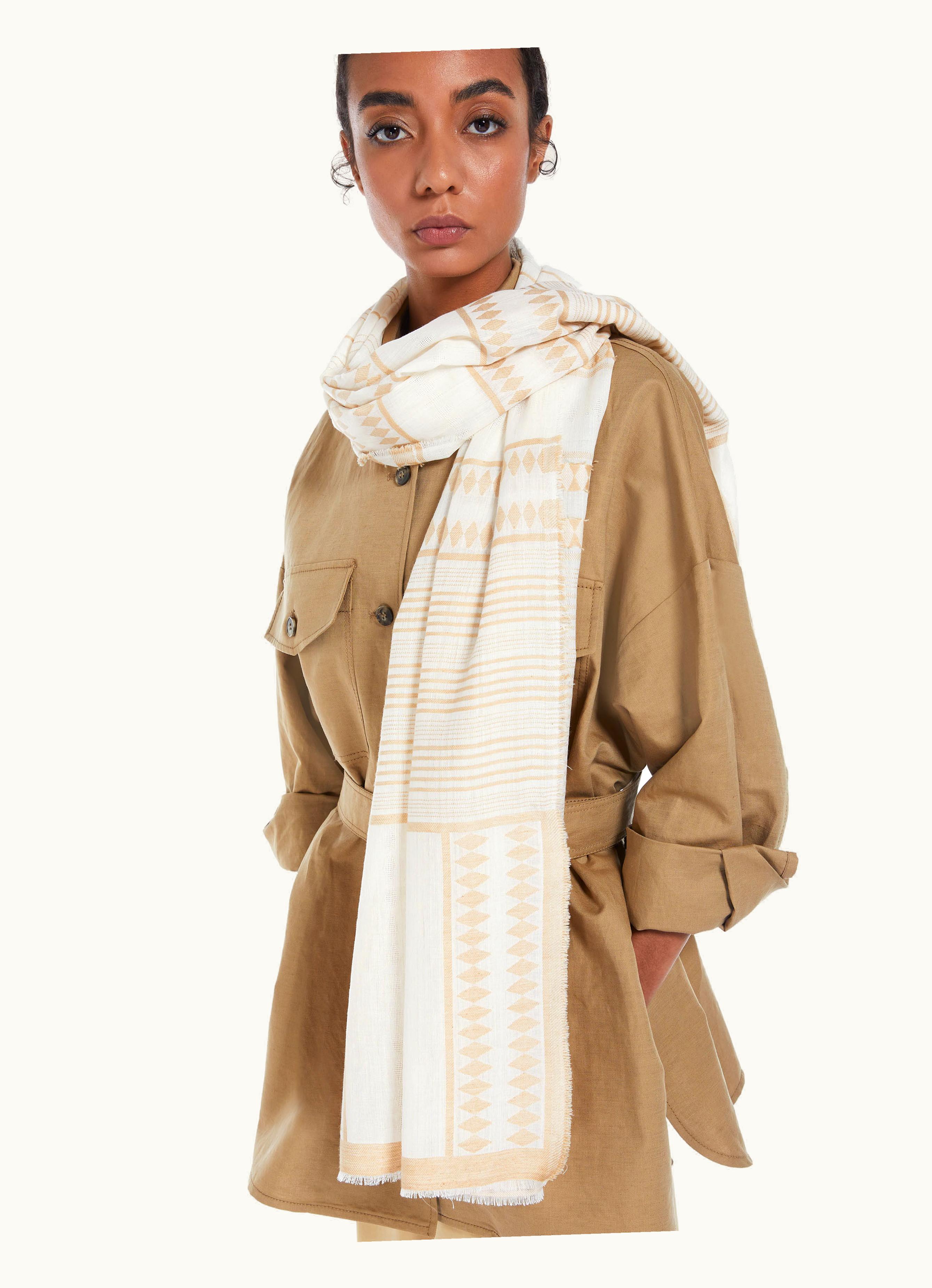 Max Mara Max Mara Fil Coupé Jacquard Stole Beige Mirto