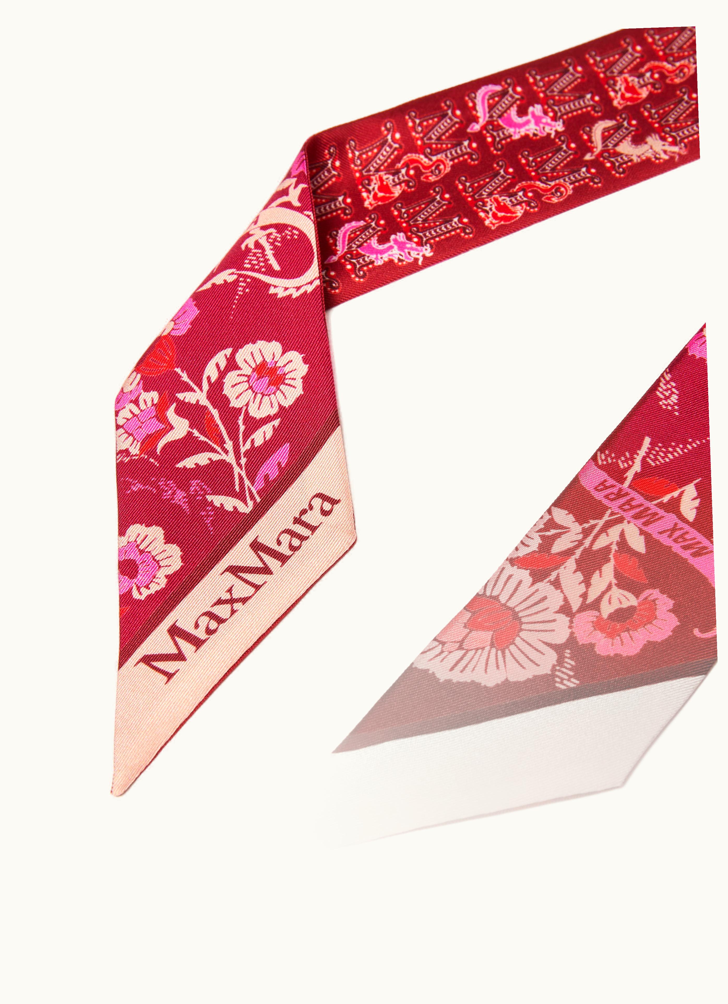 Max Mara Max Mara Printed Silk Bandeau Dark Red Tie5