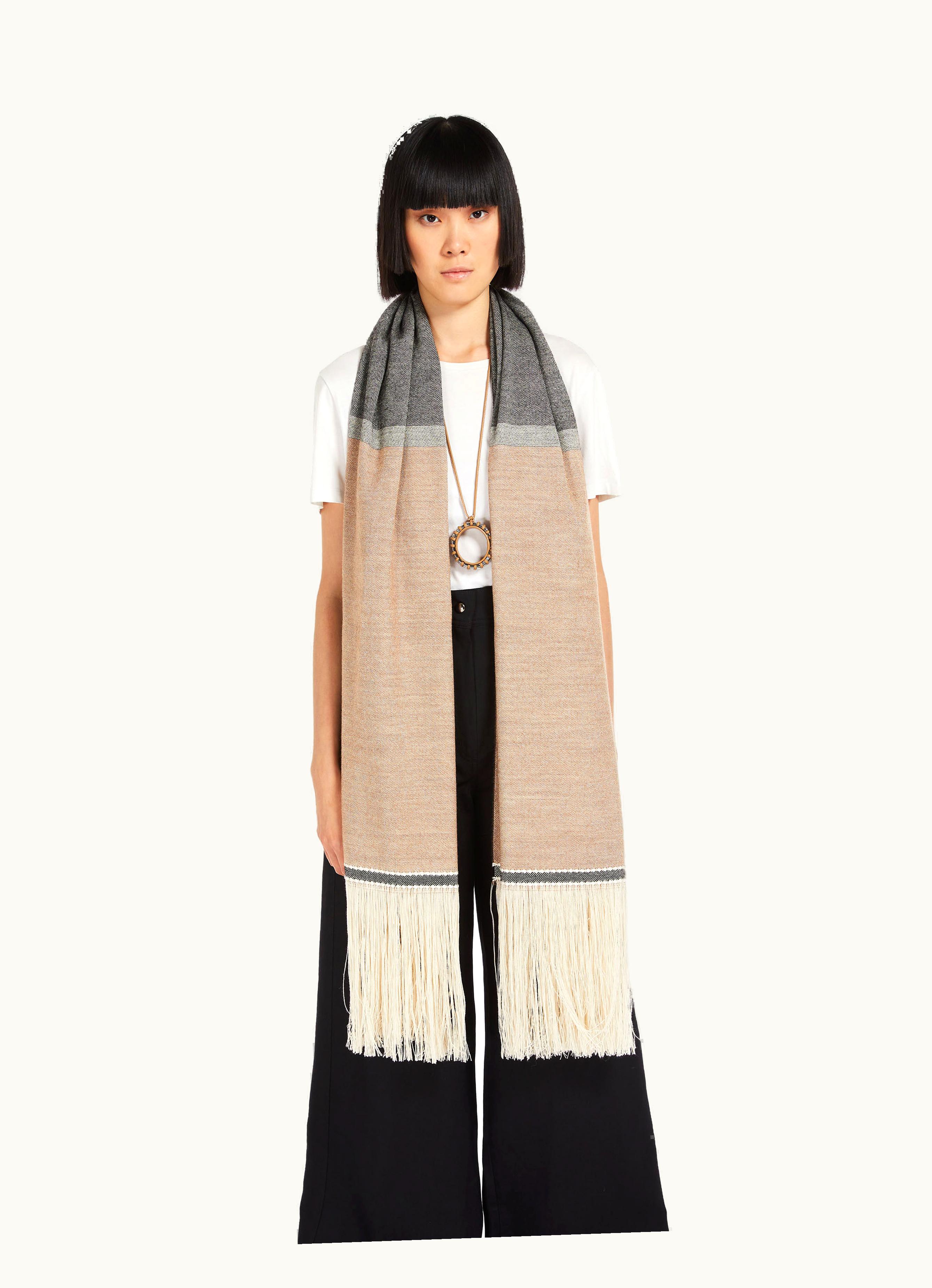 Max Mara Max Mara Hemp And wool-blend Stole Clay Aeroso