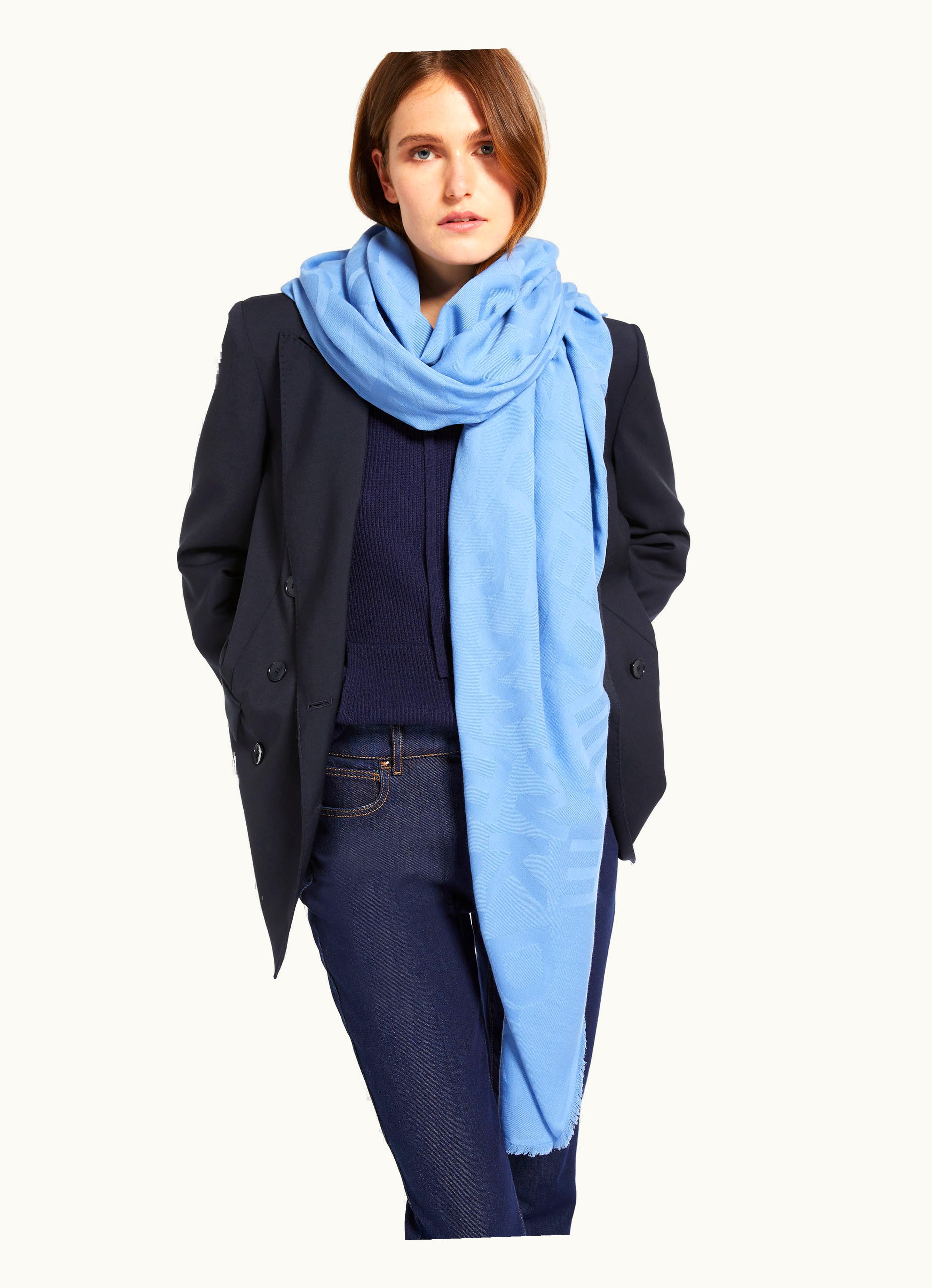 Max Mara Max Mara Jacquard Cotton Stole Light Blue Valreas