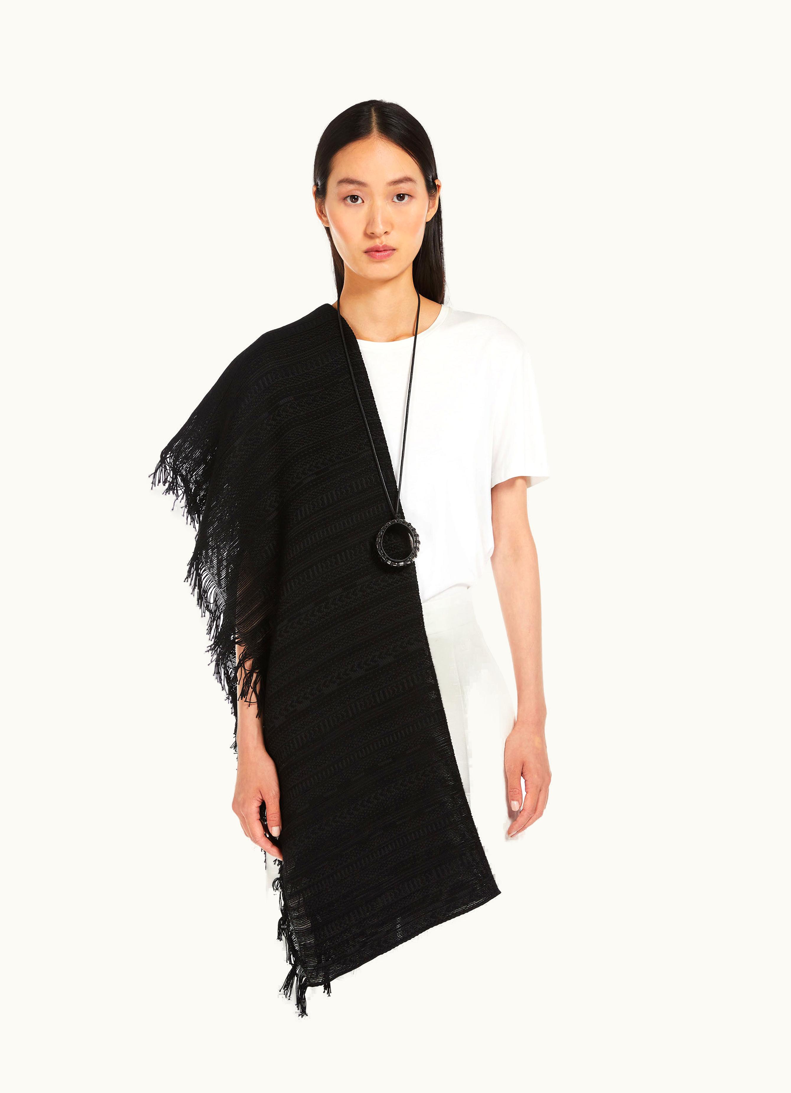Max Mara Max Mara Cotton And Silk Stole Black Fiesole