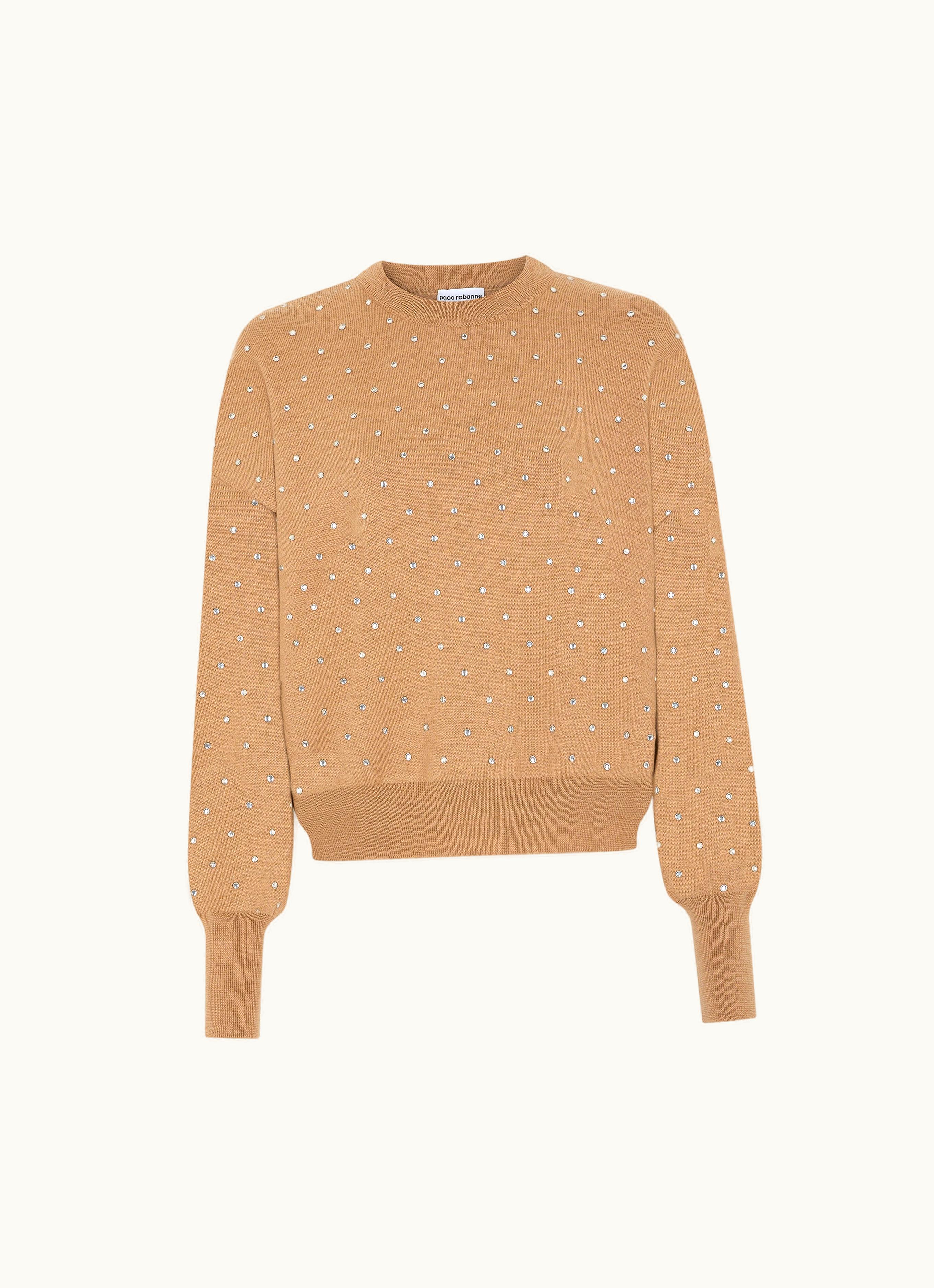 Rabanne Rabanne Crystals Embellished Camel Jumper