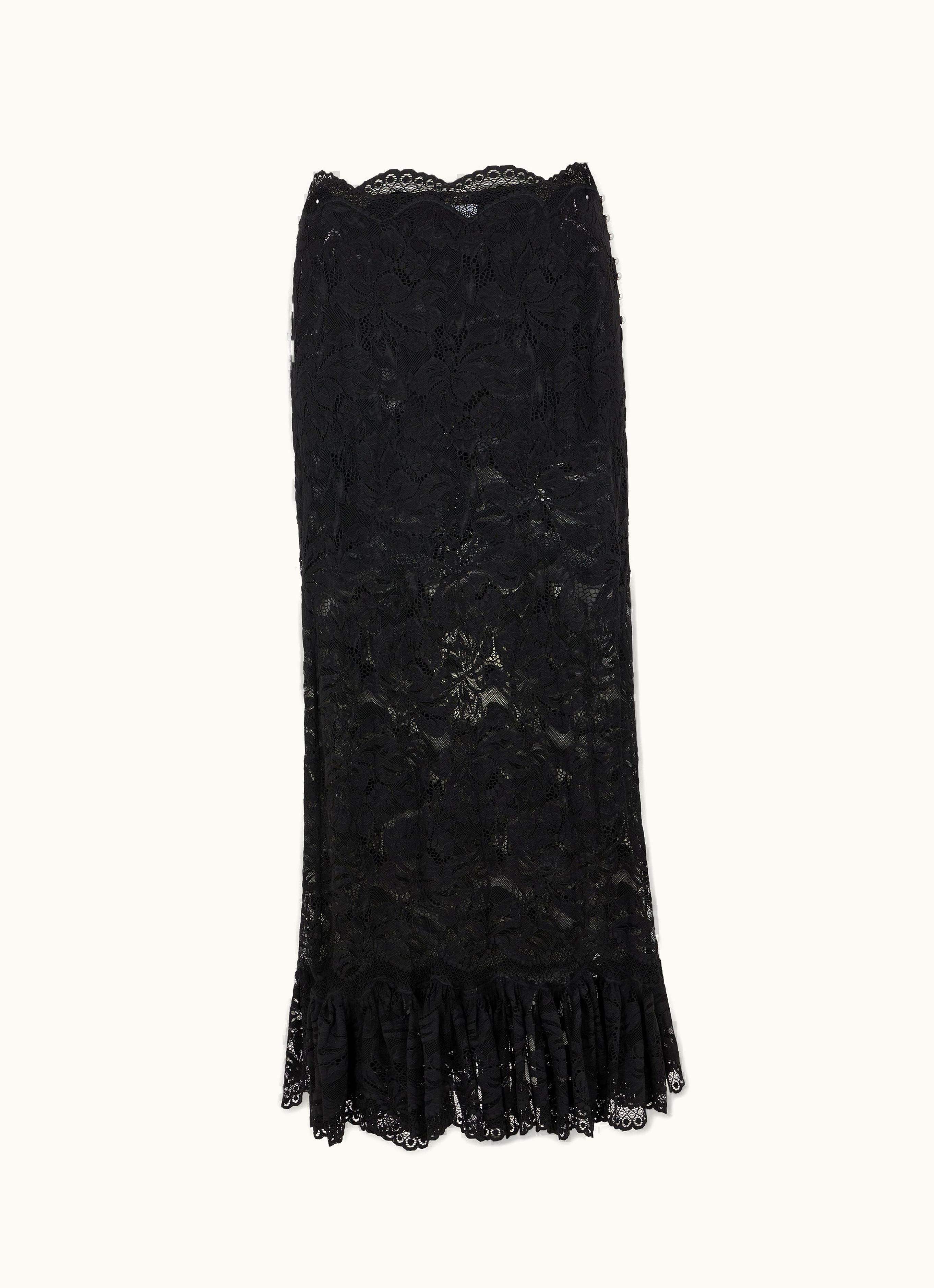 Rabanne Rabanne Maxi Lace Black Skirt