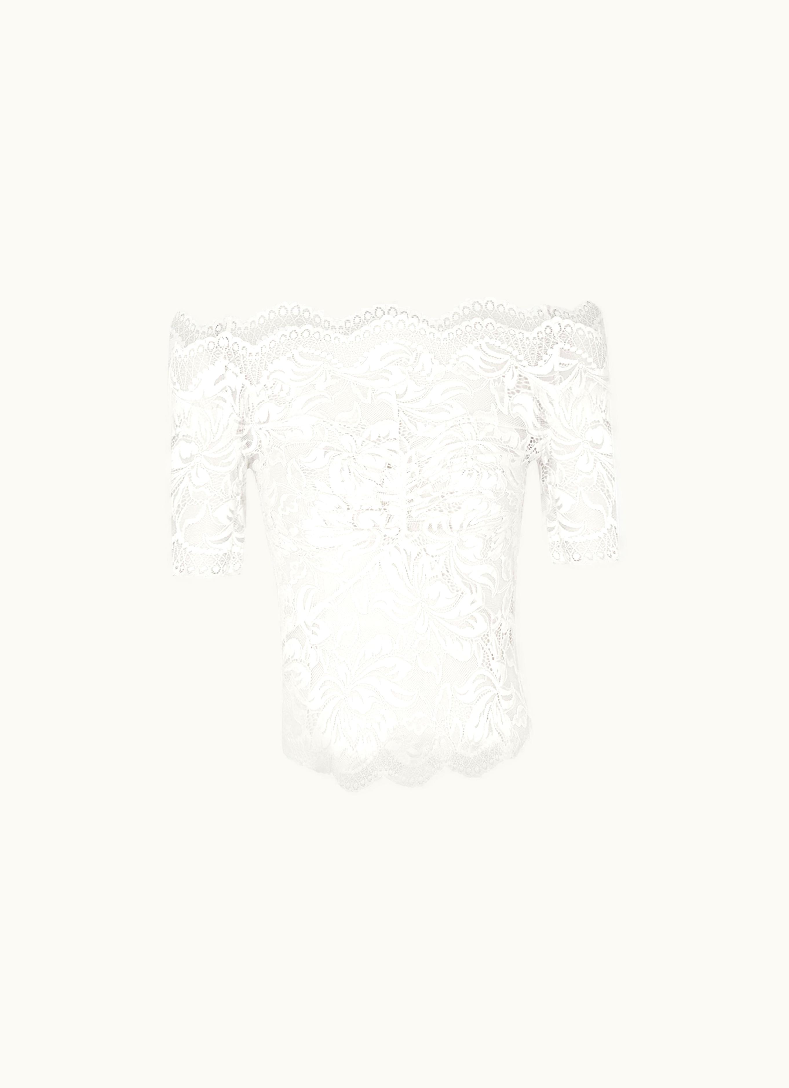 Rabanne Rabanne Ivory Lace Top With Bardot Collar