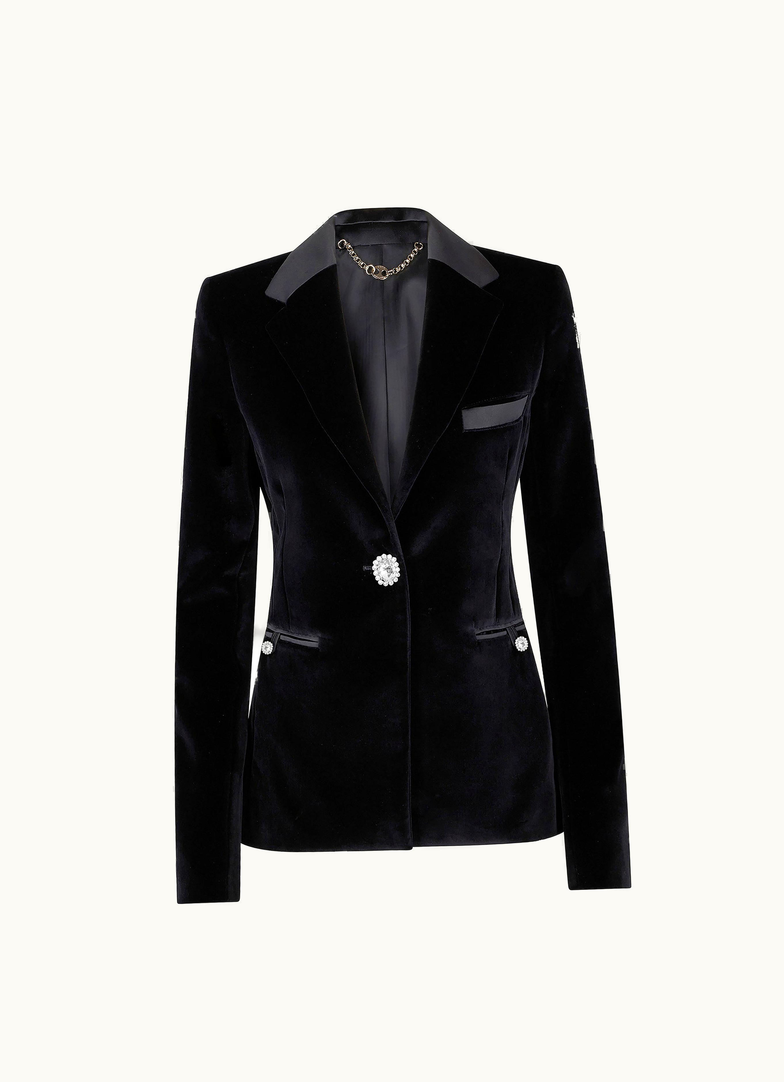 Rabanne Rabanne Velvet Blazer With Satin And Crystal Details