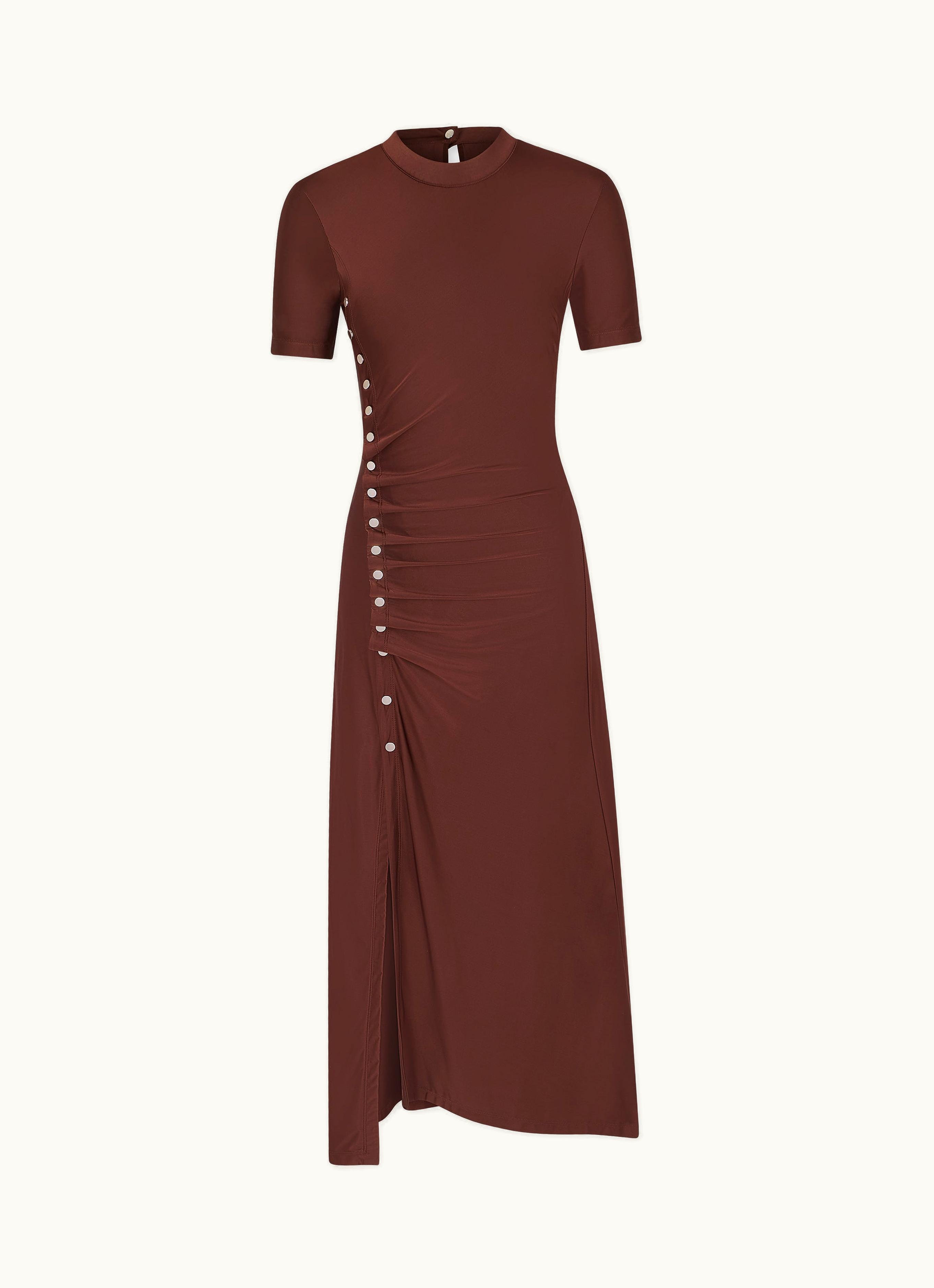 Rabanne Rabanne Maxi Drapé Chocolate Dress