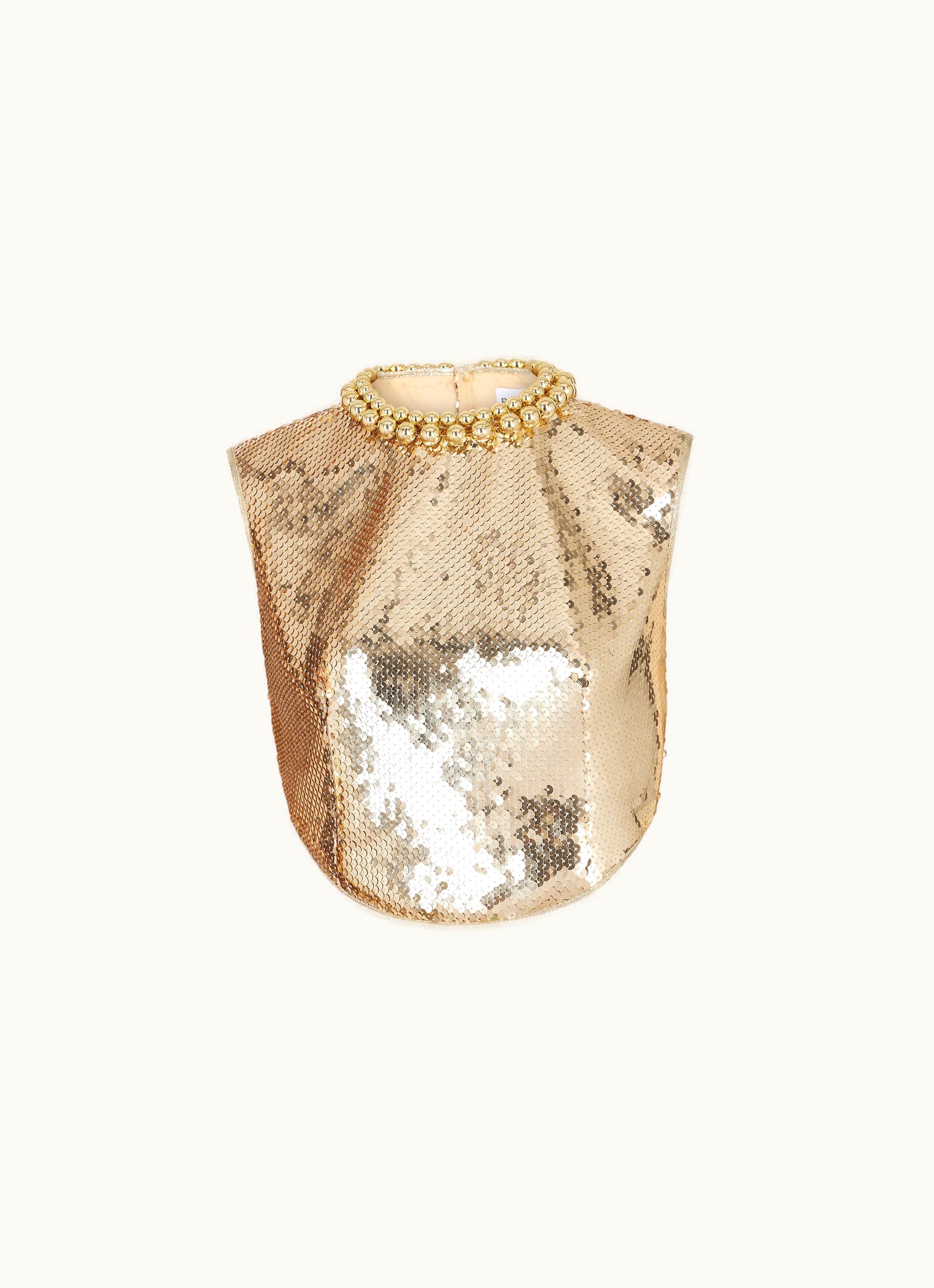 Rabanne Rabanne Gold Sequins Crop Top With Metallic Pearled Neckline