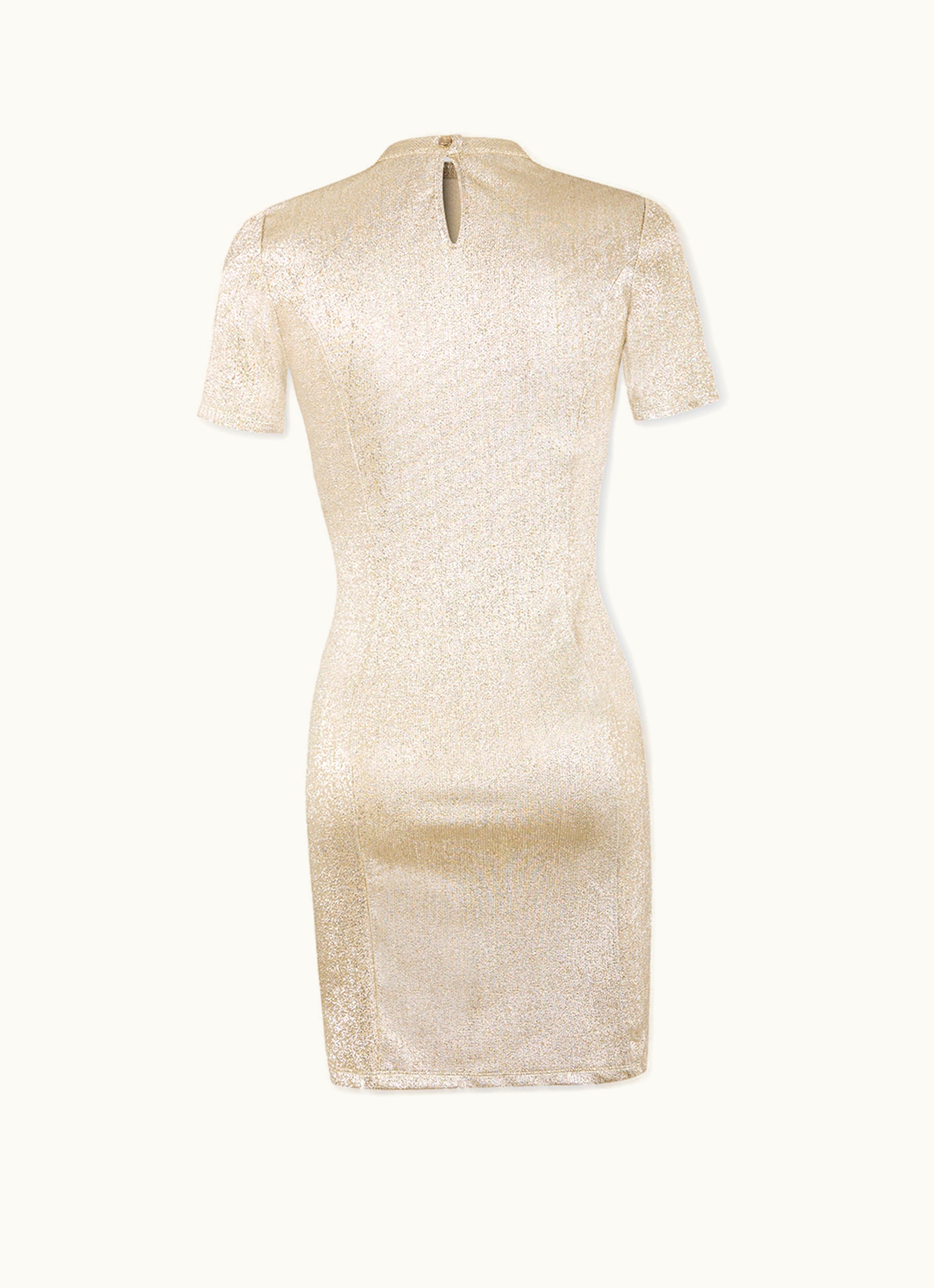 Rabanne Rabanne Gold Drapé Pression Mini Dress In Jersey