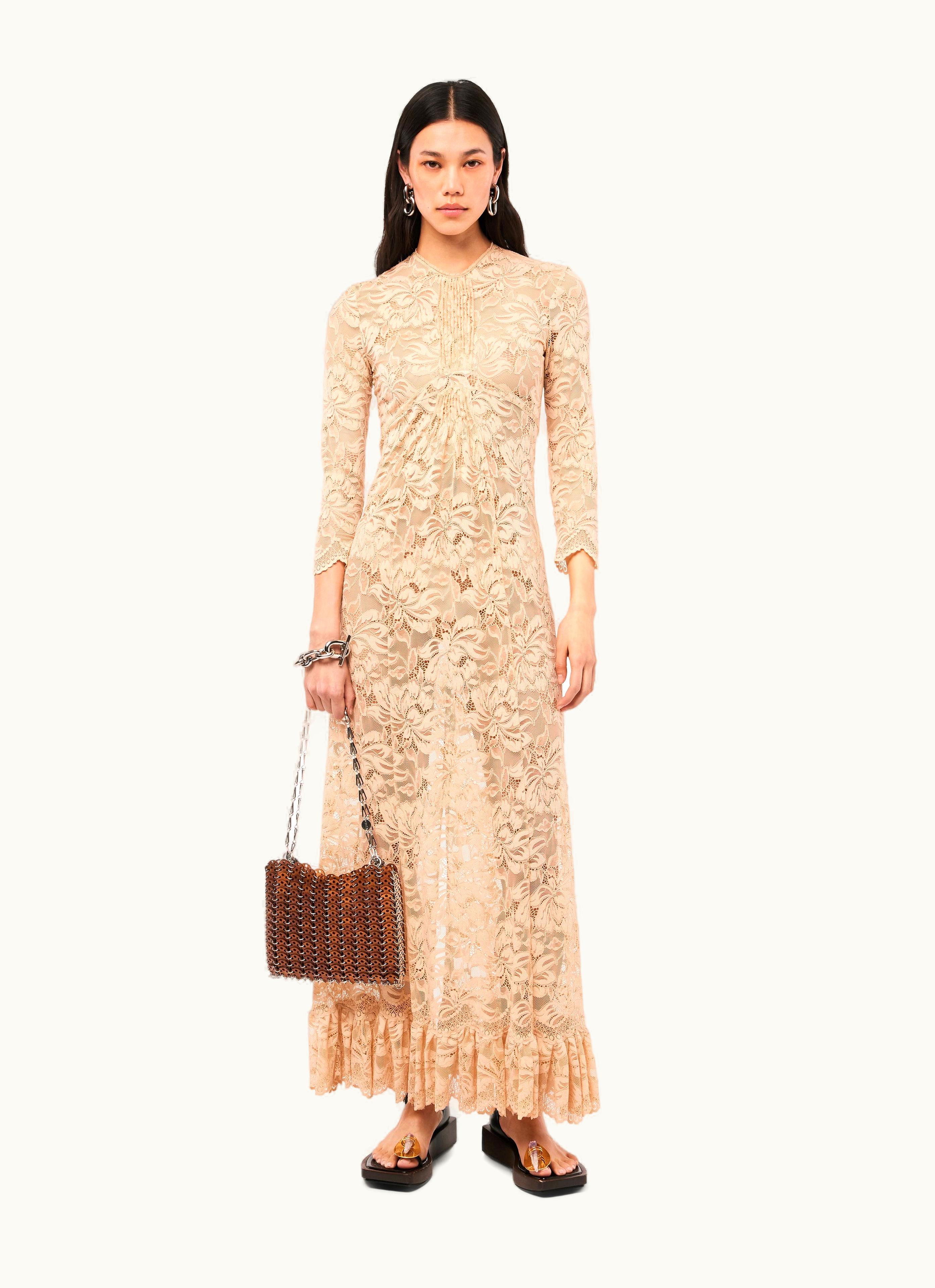 Rabanne Rabanne Long Raffia Colored Lace Dress