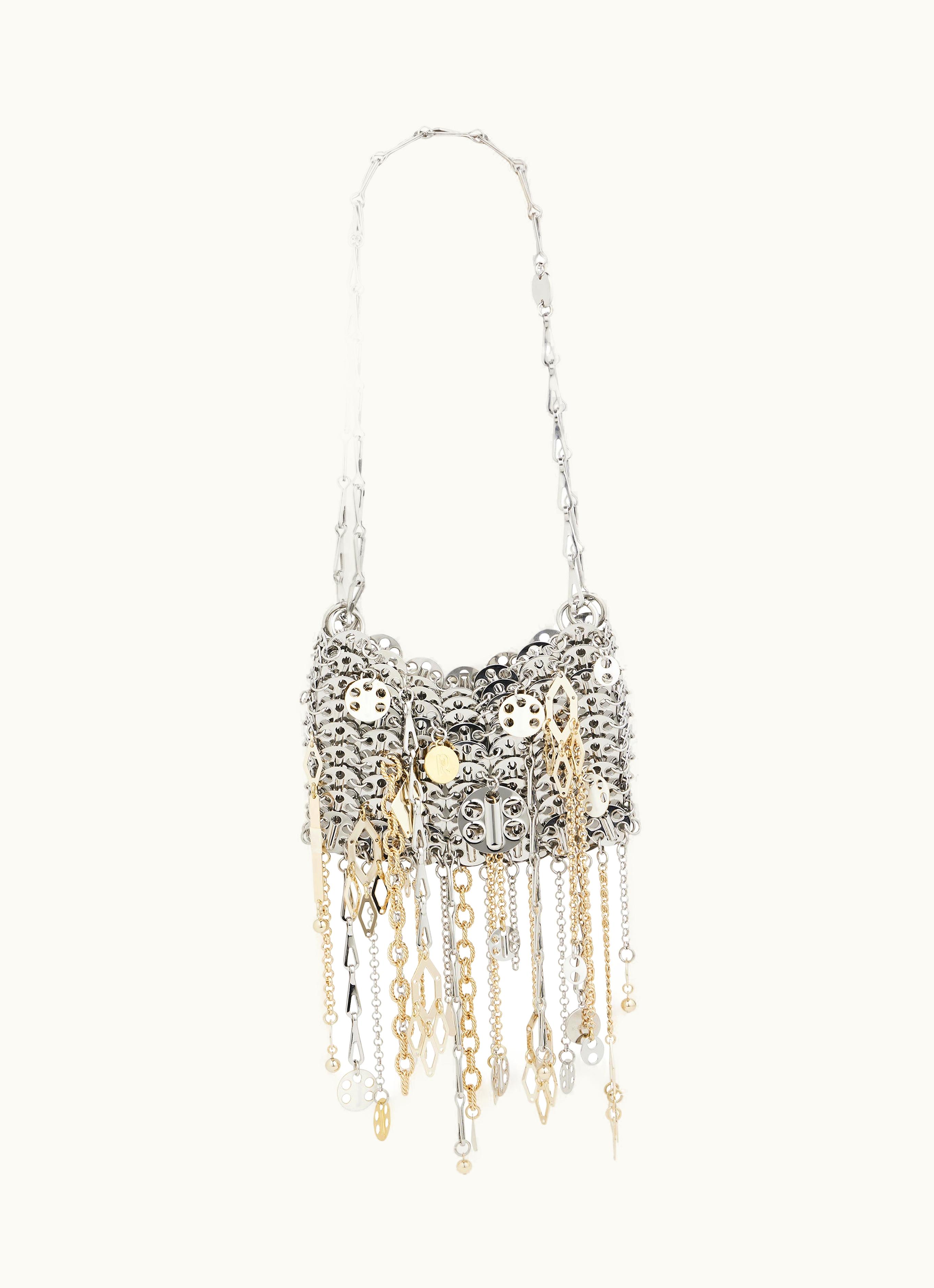 Rabanne Rabanne Iconic Silver Nano 1969 Bag Assembled With Metallic Pampilles