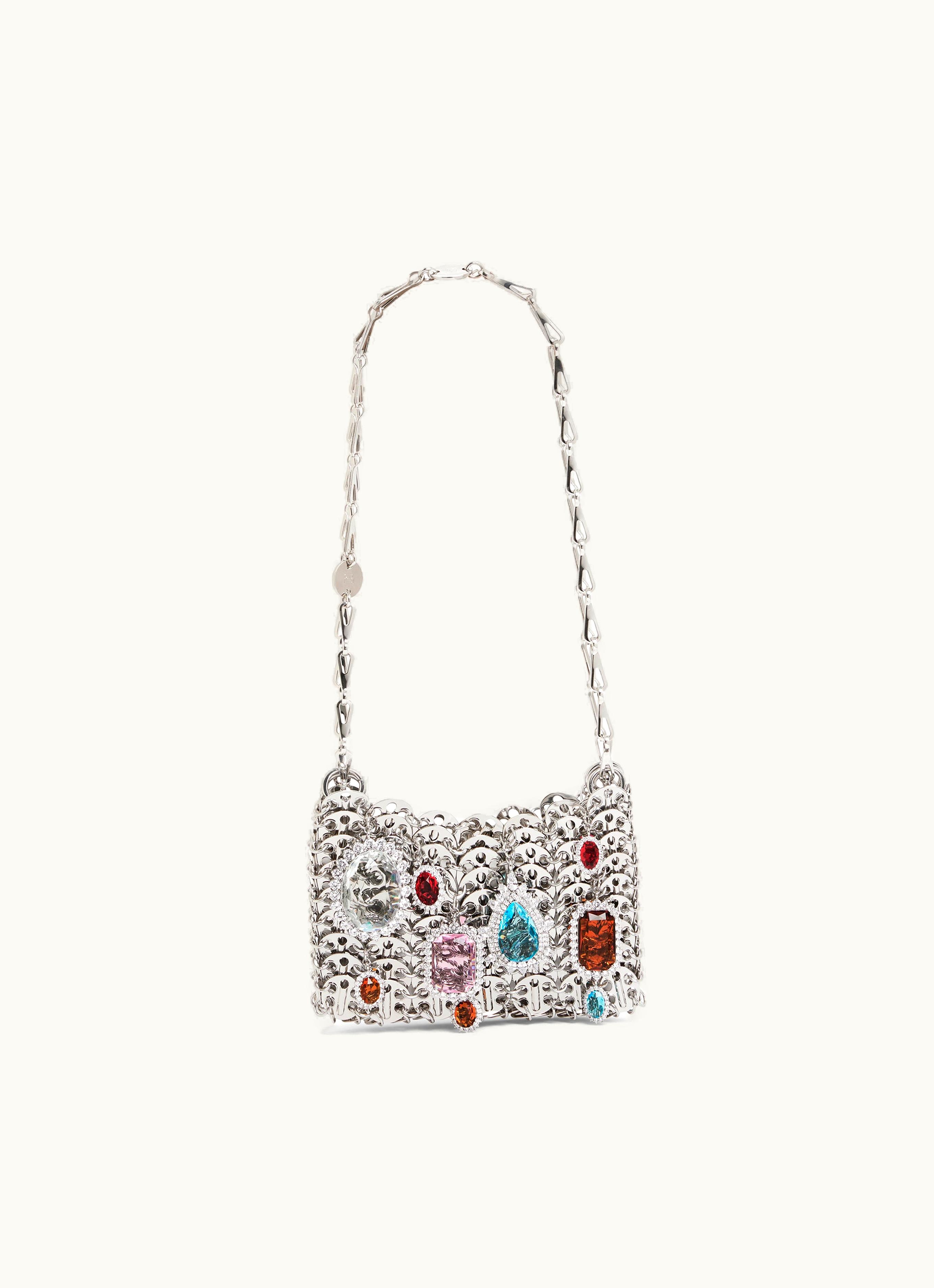 Rabanne Rabanne Iconic Silver Nano 1969 Bag With Crystal Charms