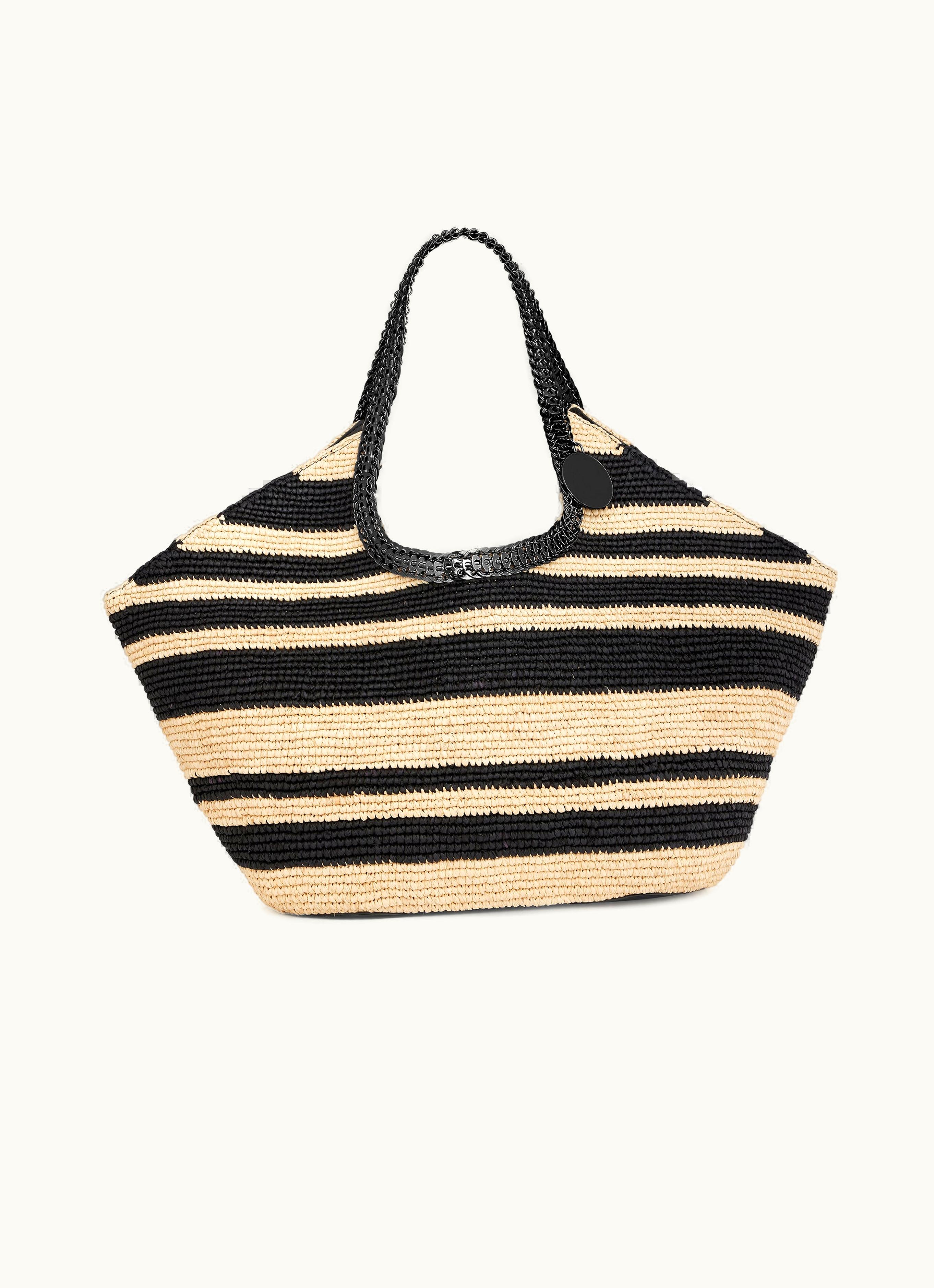 Rabanne Rabanne Striped Raffia Tote Bag With 1969 Discs Details