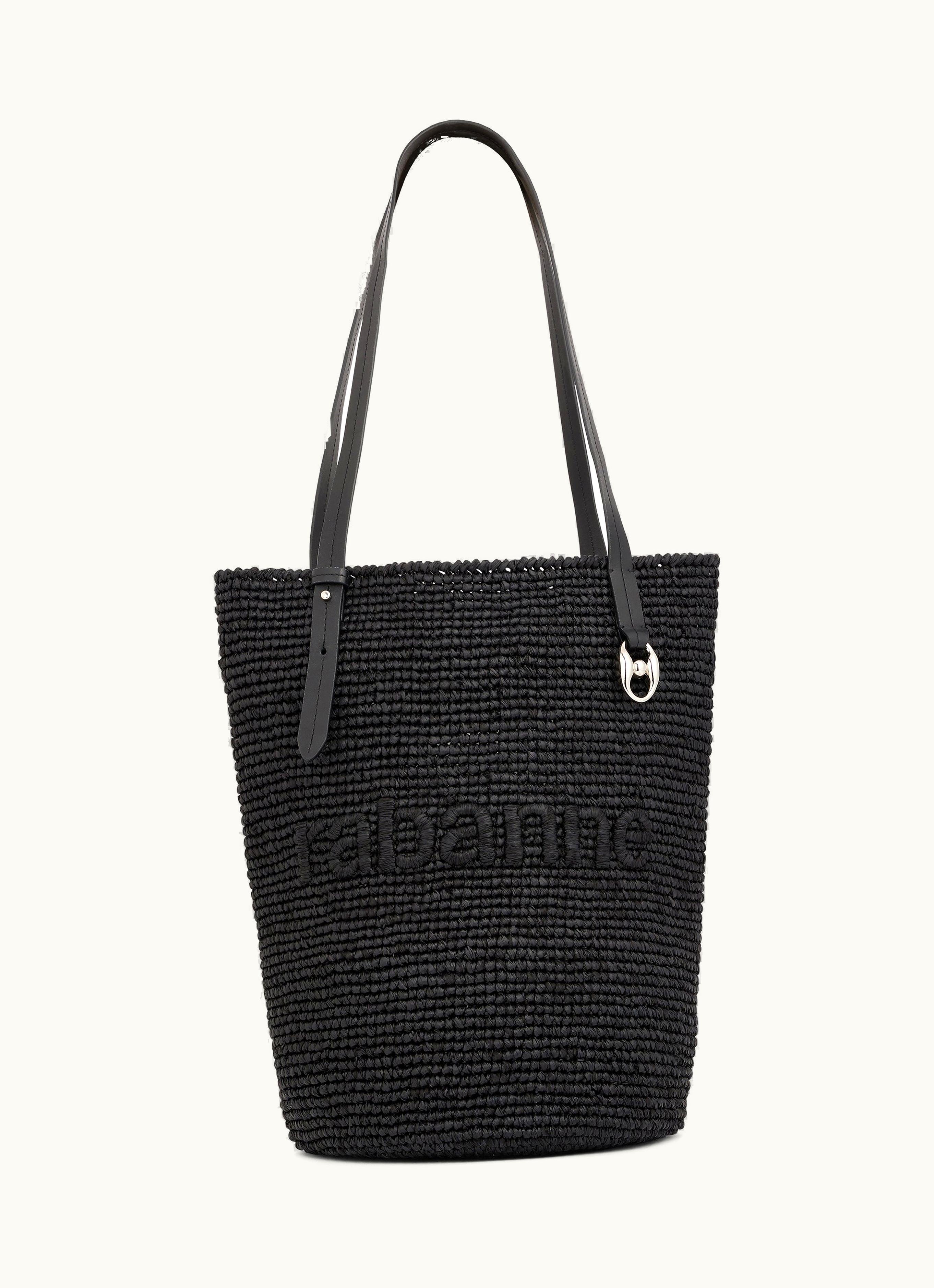Rabanne Rabanne Black Raffia Tote Bag With Logo