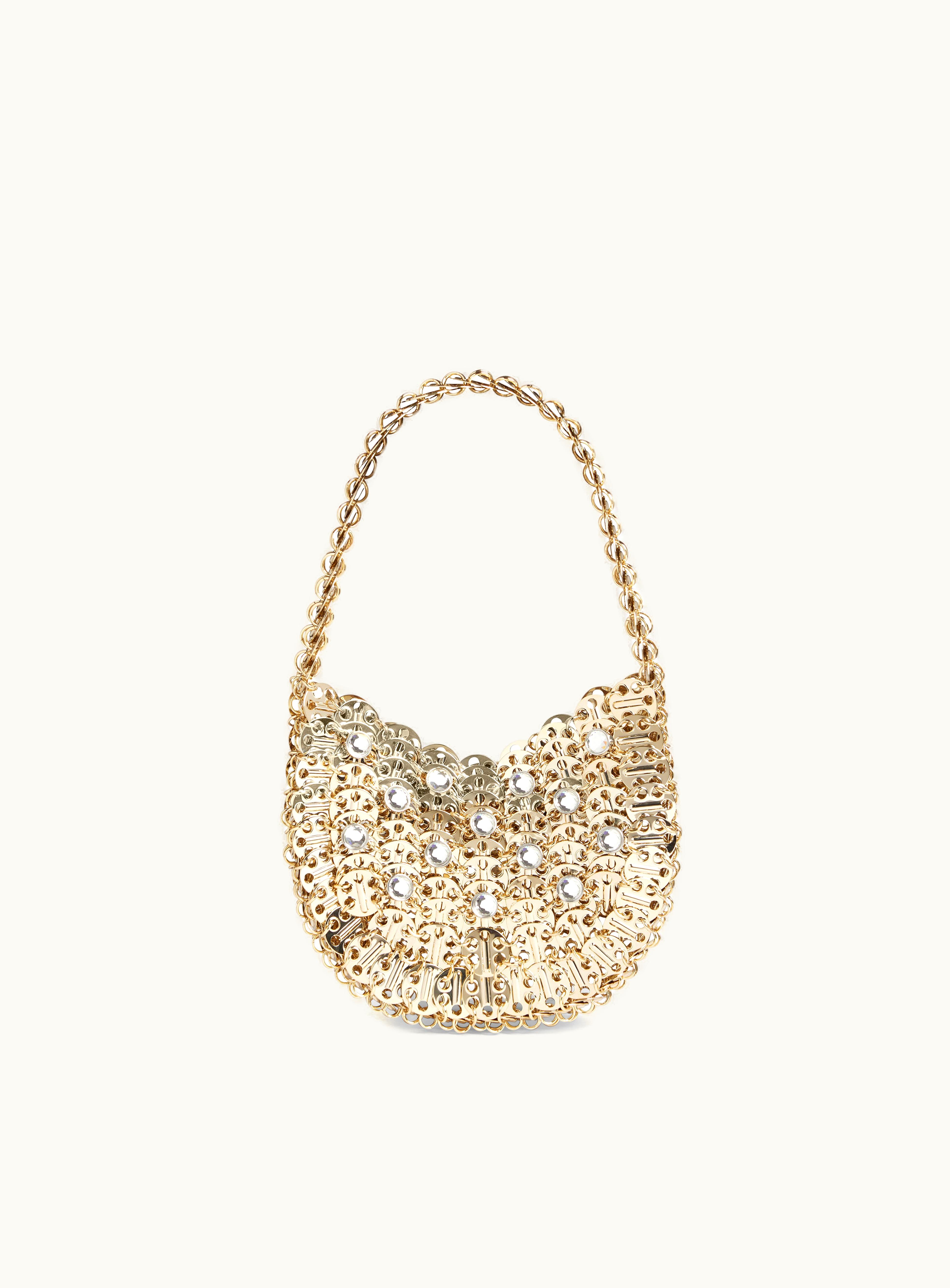 Rabanne Rabanne Iconic Gold Moon 1969 Bag Embellished With Rhinestones