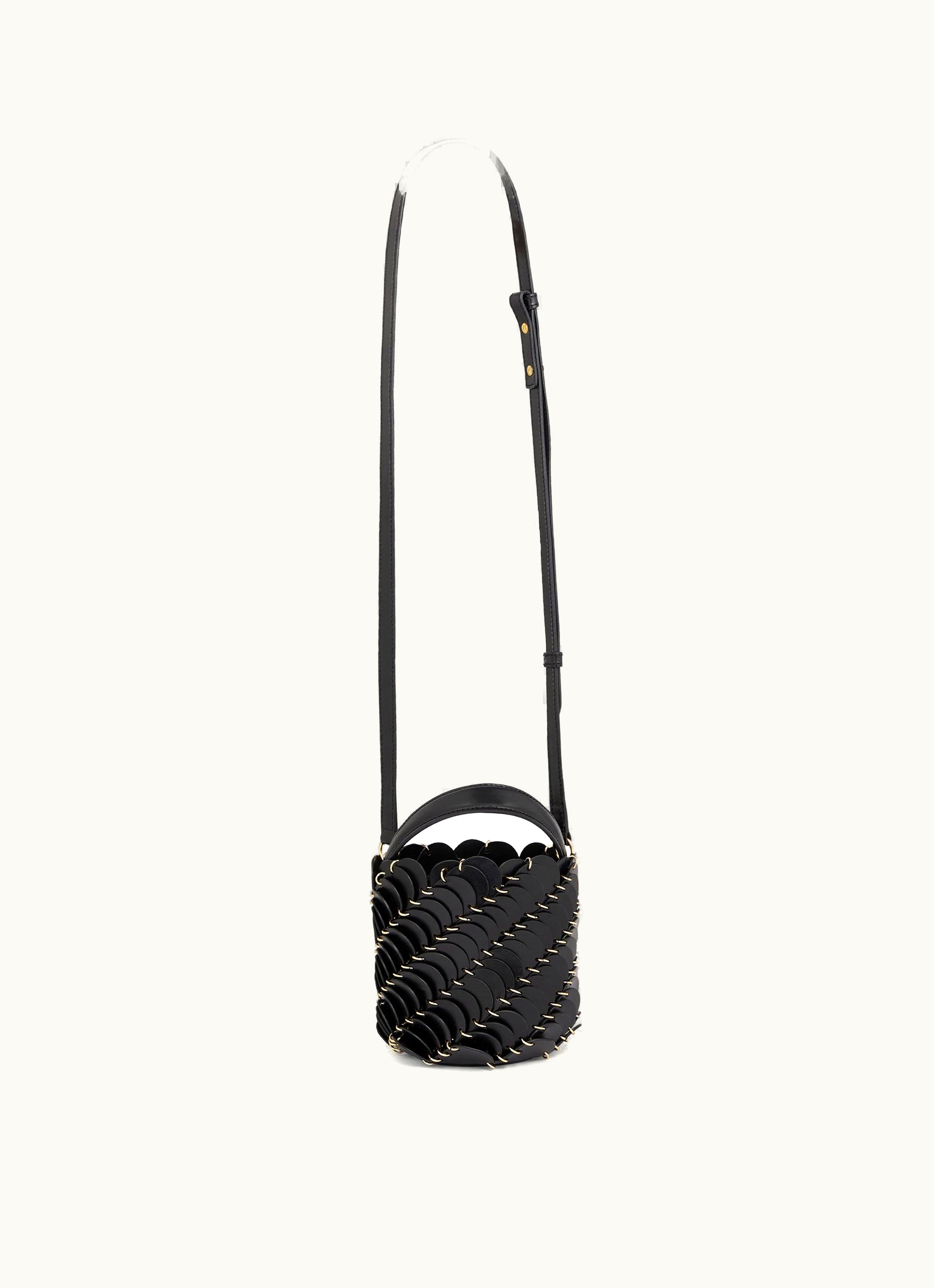 Rabanne Rabanne Small Black Bucket Paco Bag In Leather