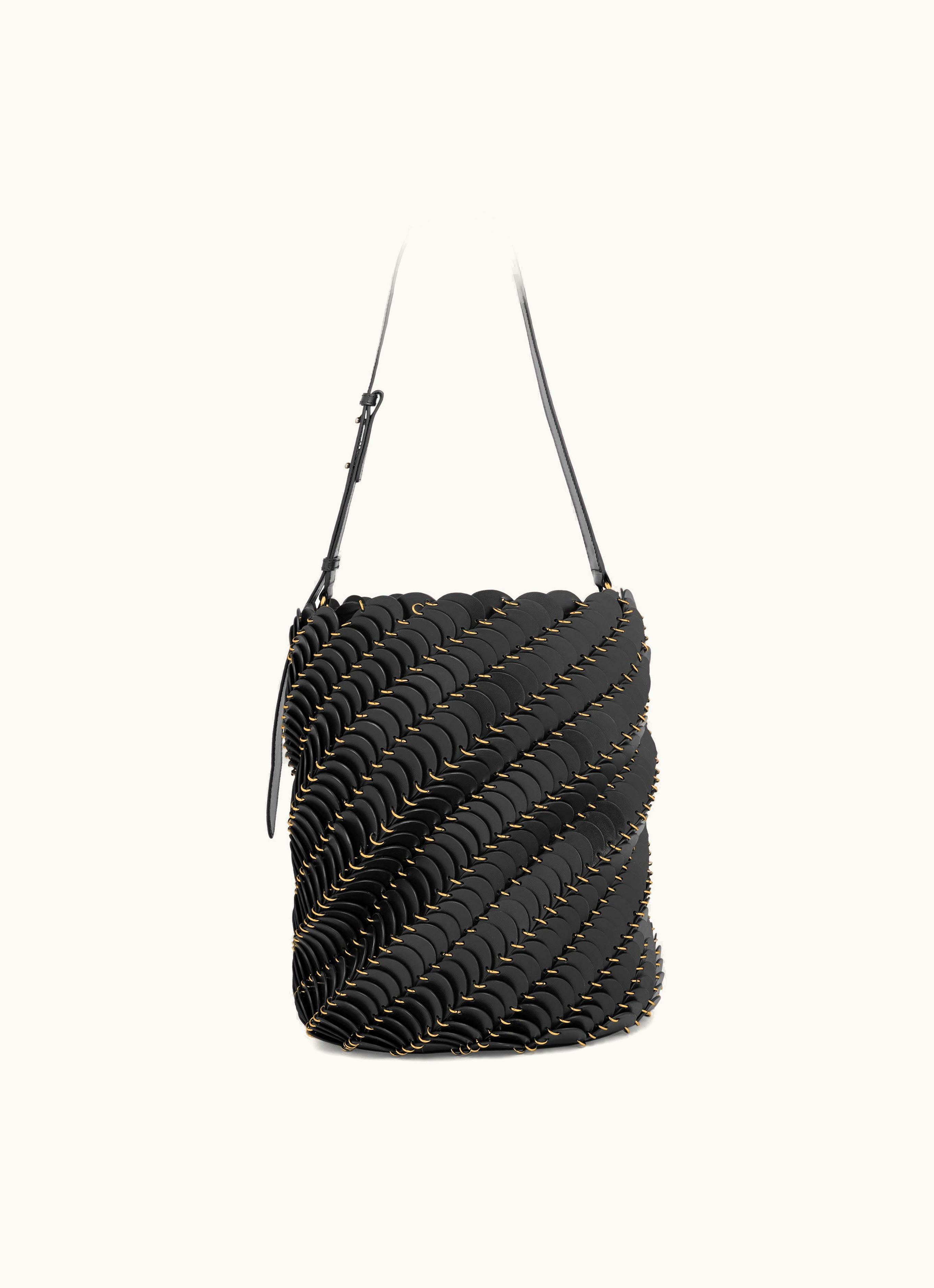 Rabanne Rabanne Large Black Bucket Paco Bag In Leather
