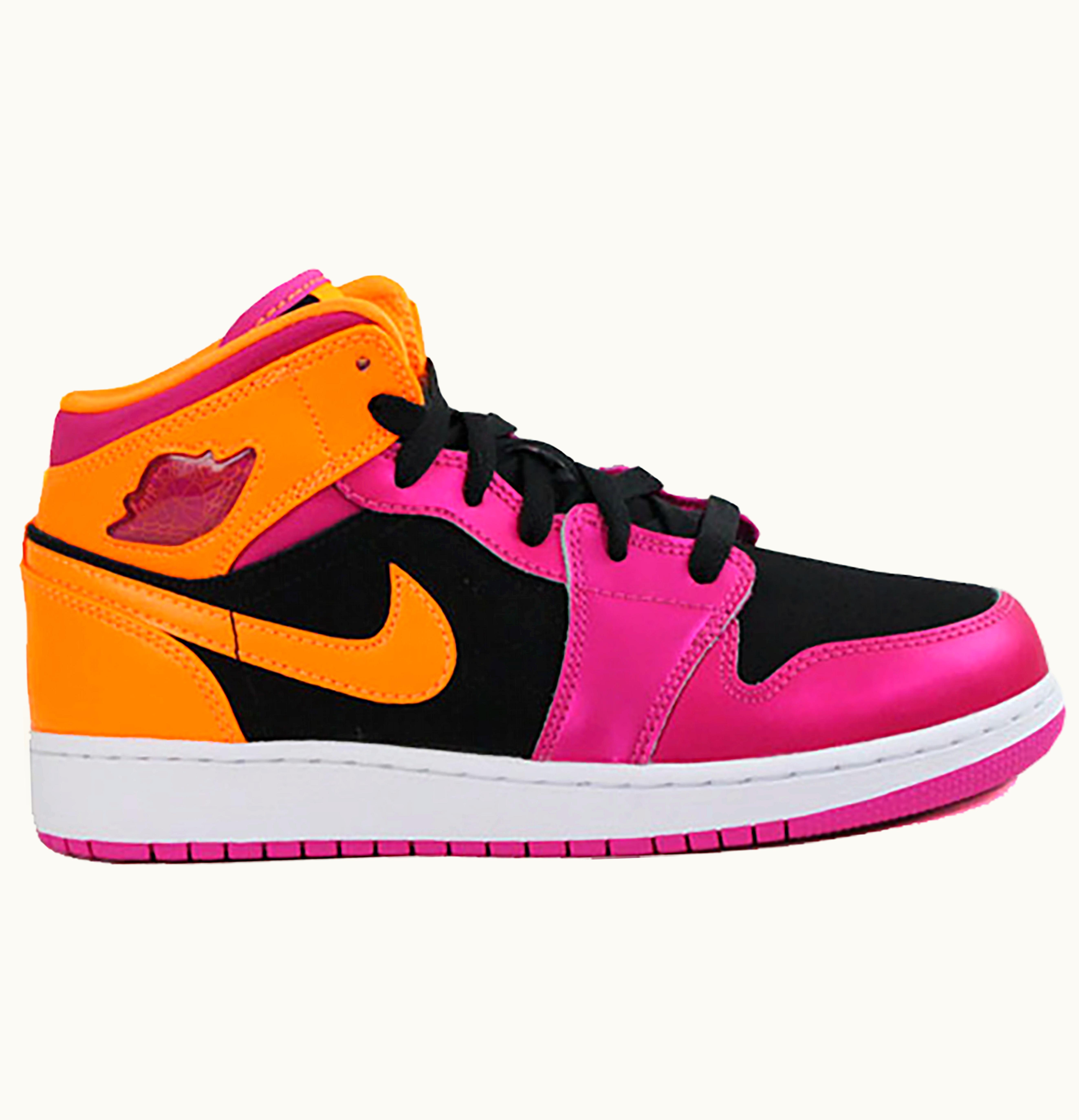 Jordan Air Jordan 1 Retro Mid Black Fusion Pink Bright Citrus GS