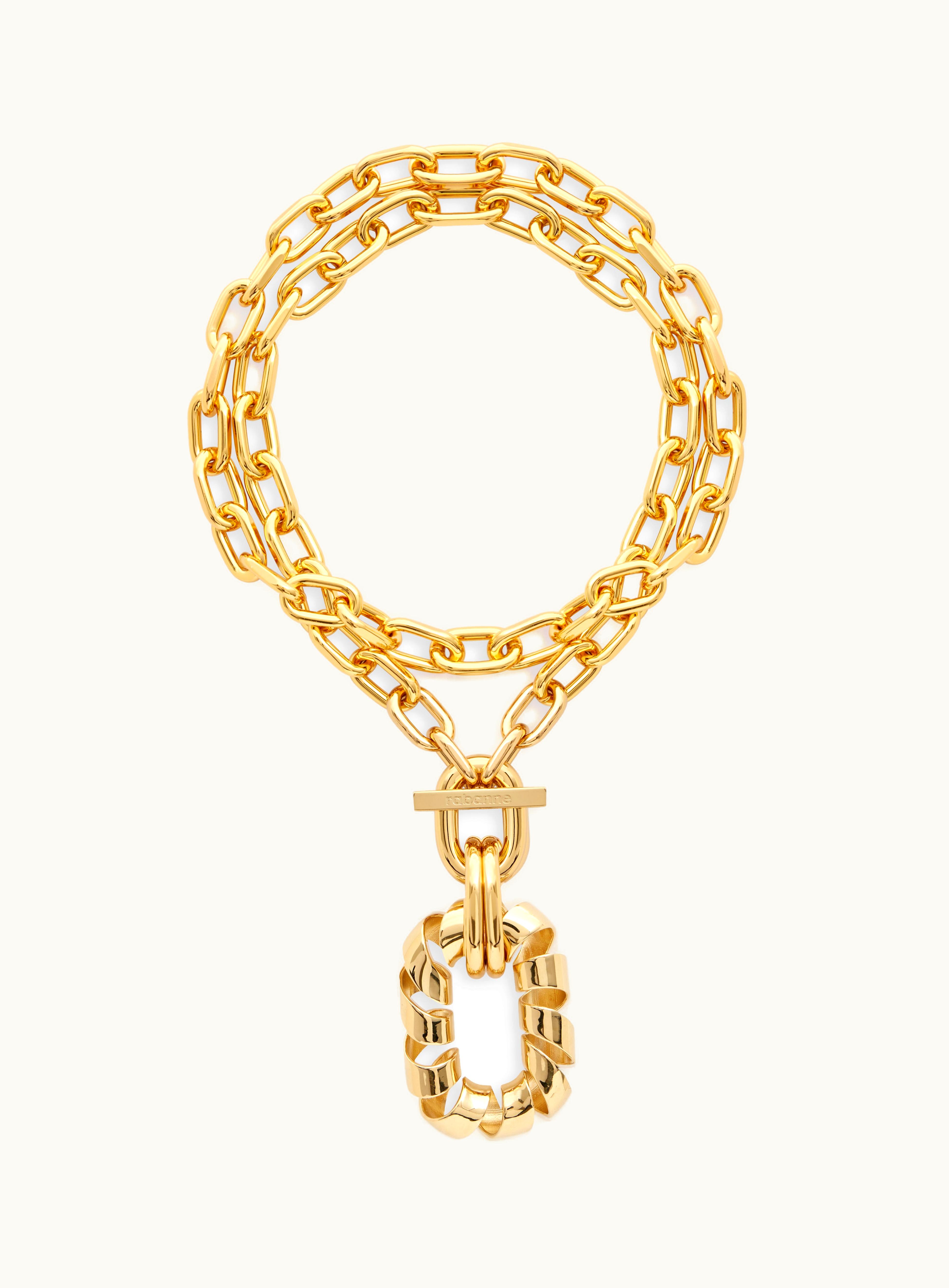 Rabanne Rabanne Gold XL Link Twist Necklace With Pendant