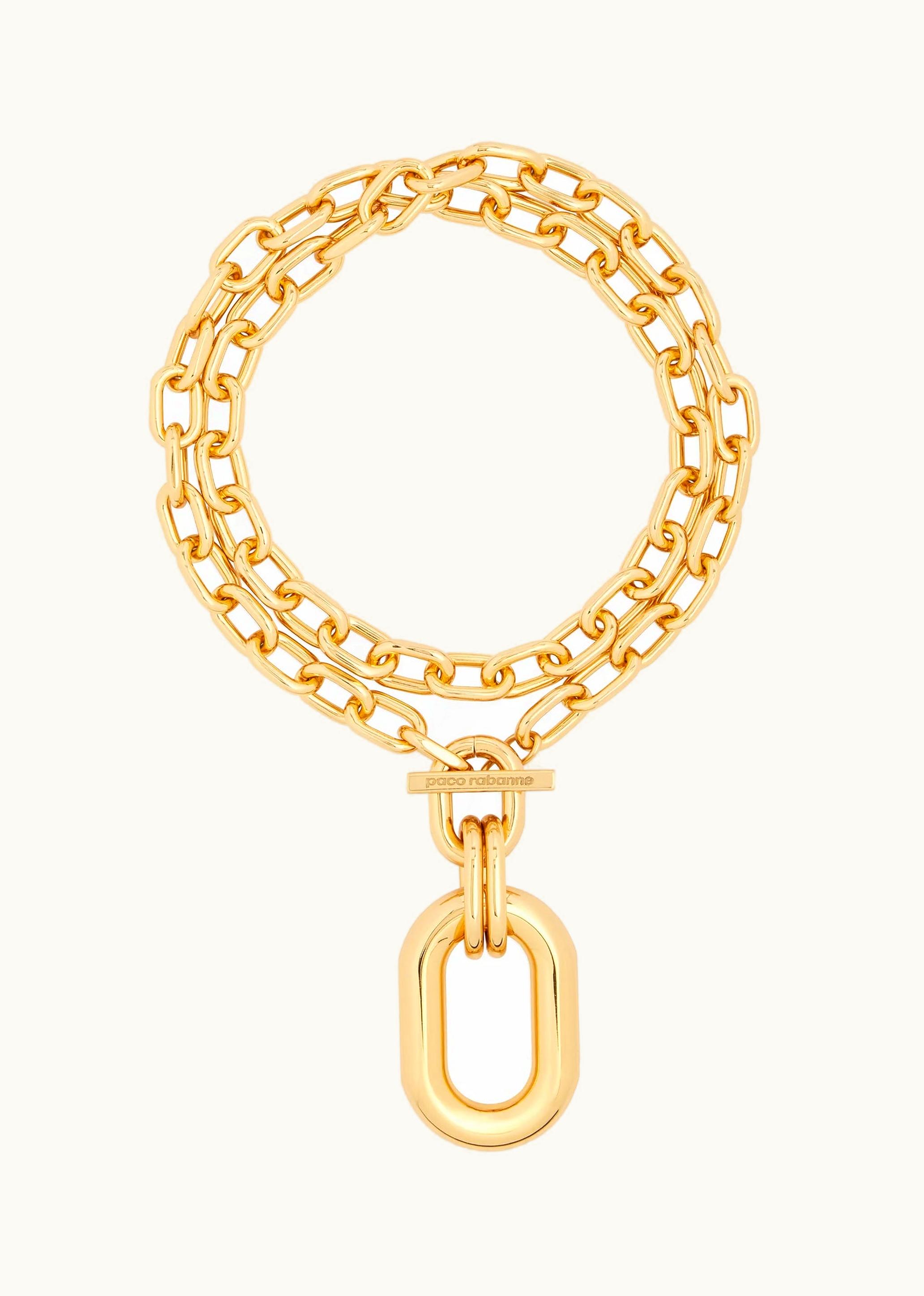 Rabanne Rabanne Gold Double Chain XL Link Necklace With Pendant