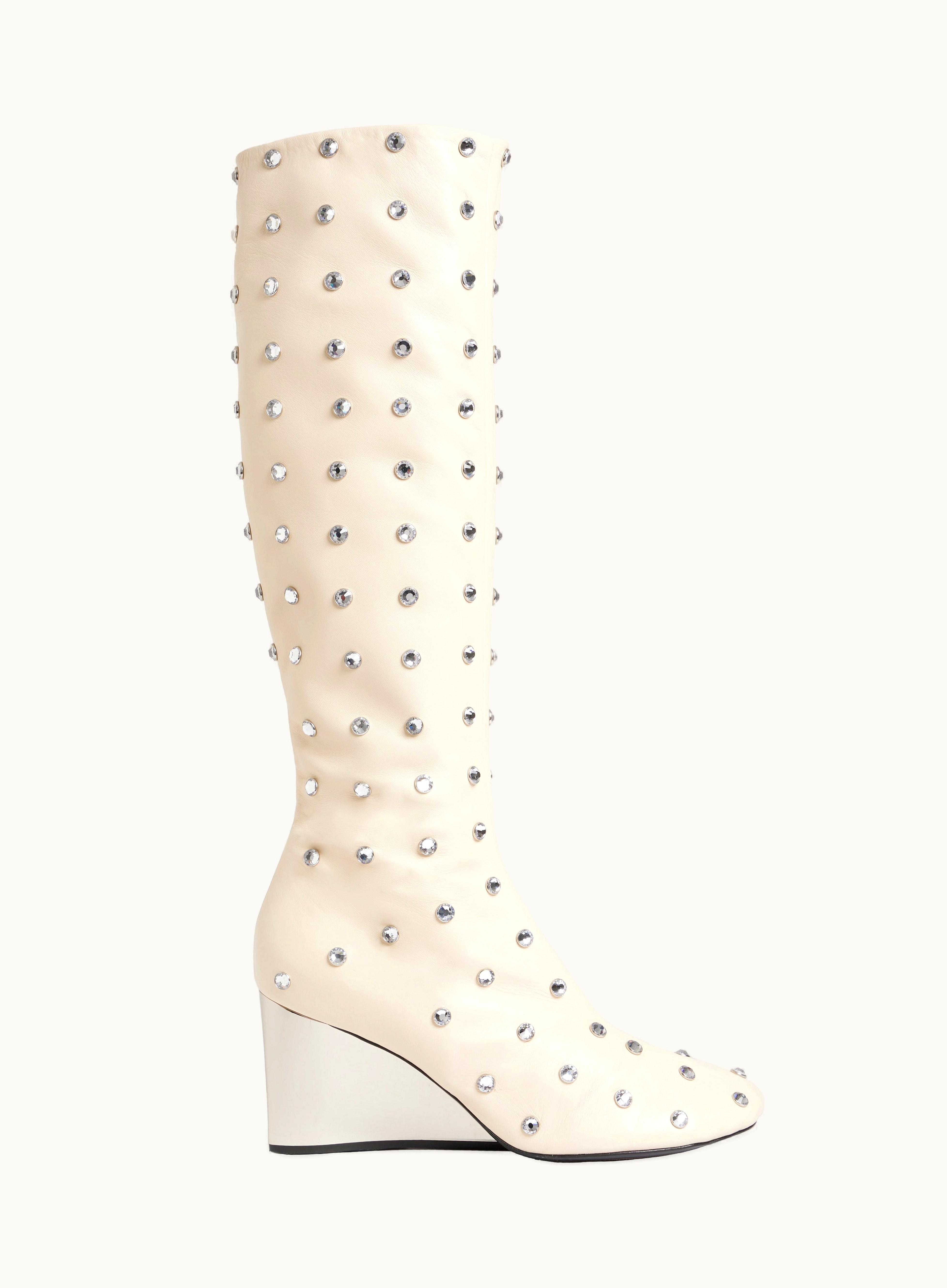 Rabanne Rabanne White Boots Crafted With Silver Cystals