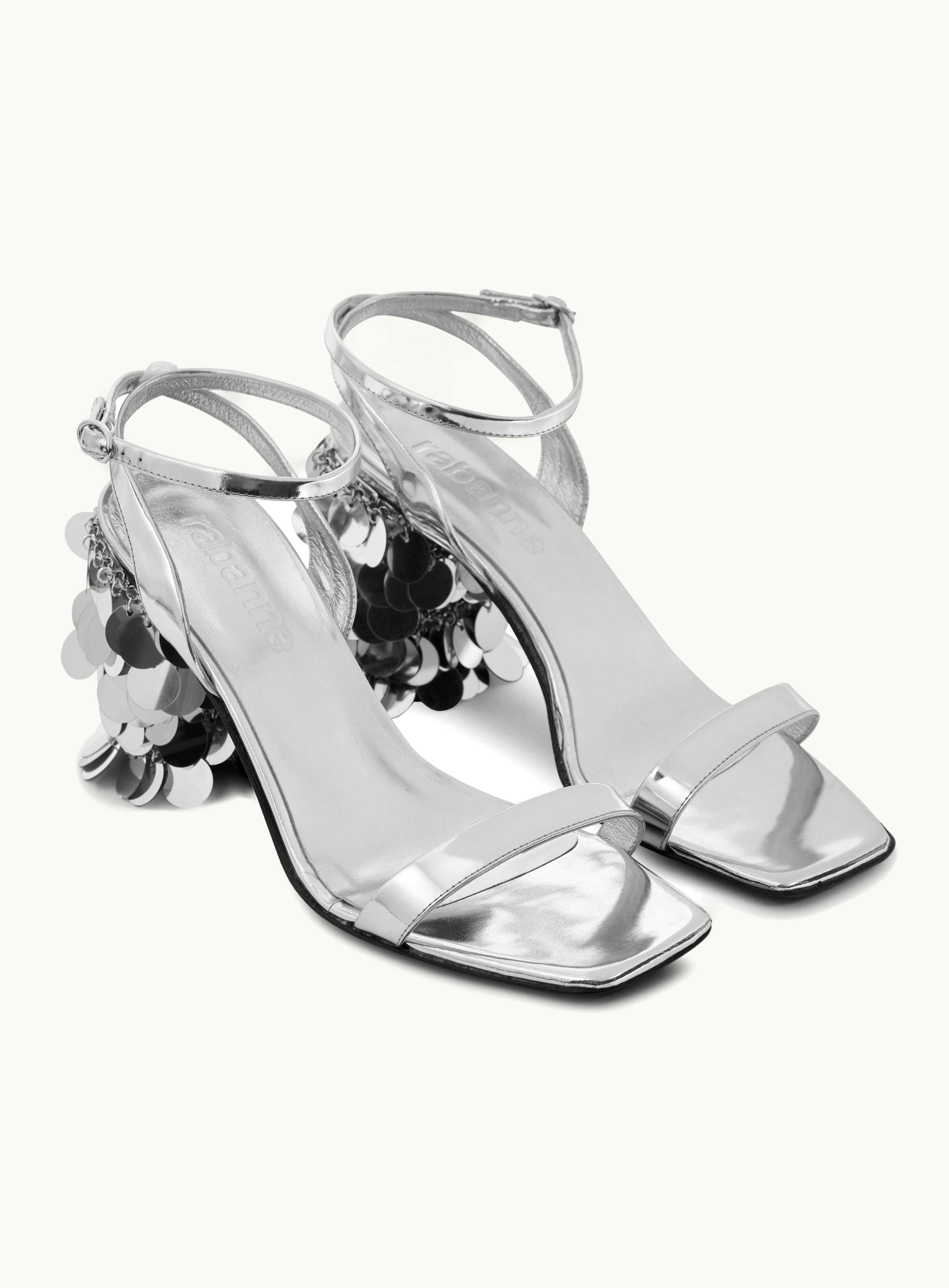 Rabanne Rabanne Silver Sandals With Sparkle Discs Heels