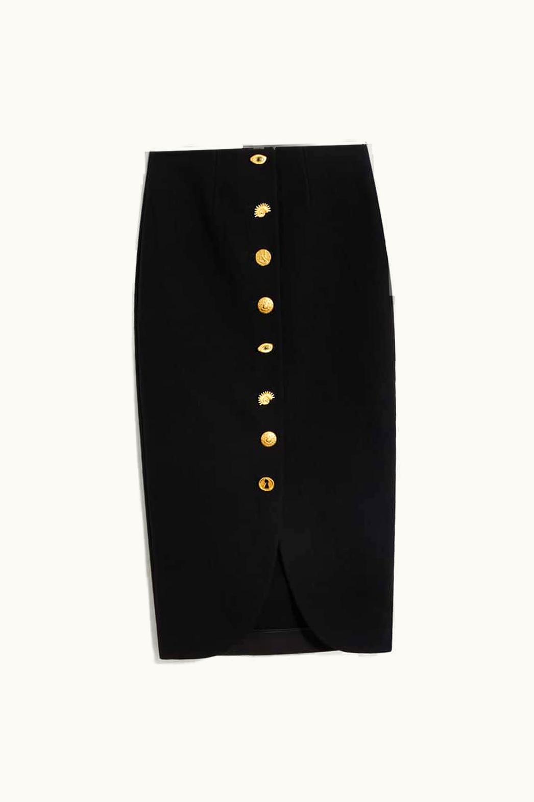 Schiaparelli Schiaparelli Openworked Bijoux Buttons Pencil Skirt Black