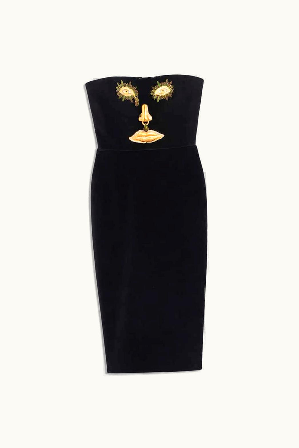 Schiaparelli Schiaparelli Bustier Trompe l'Œil Face Velvet Dress