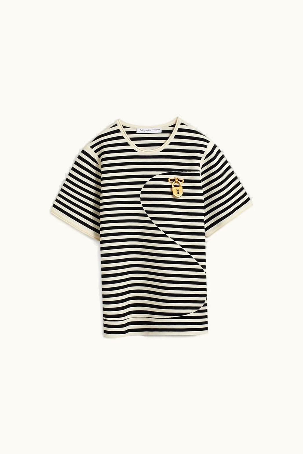 Schiaparelli Schiaparelli Kinetic Stripe Mesh T-Shirt And Padlock Badge