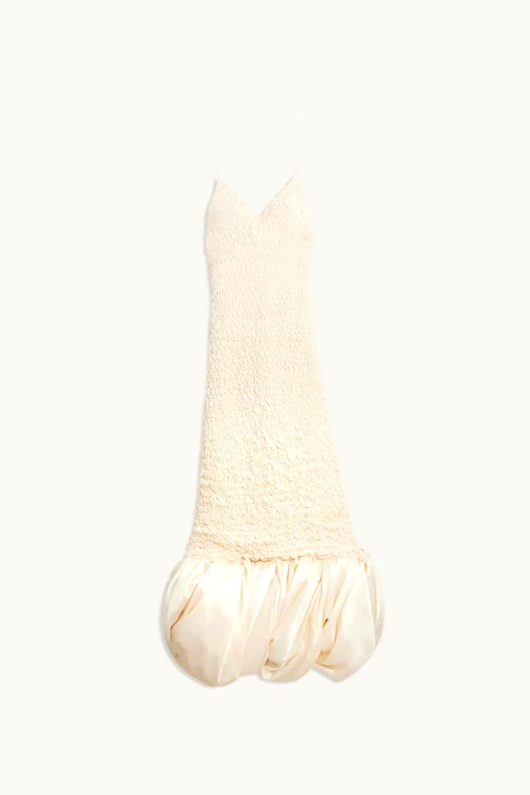 Schiaparelli Schiaparelli Smocked Satin Tank Dress Ivory