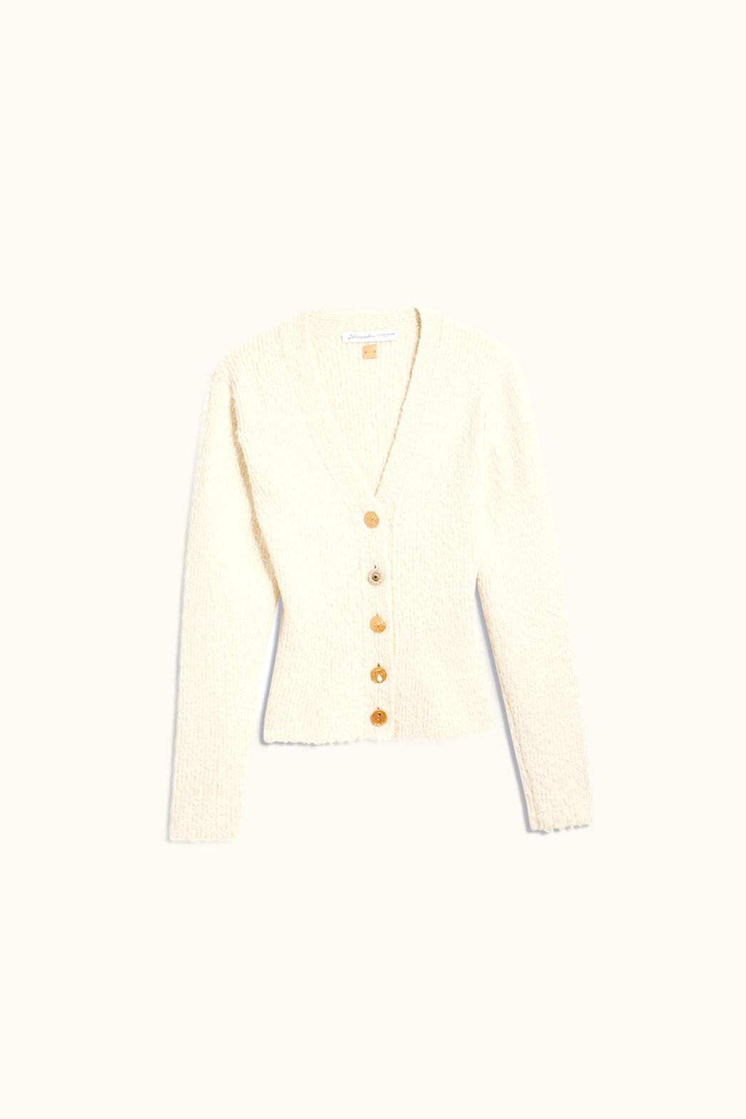 Schiaparelli Schiaparelli Luxe Ecru Cashmere Bouclé Cardigan